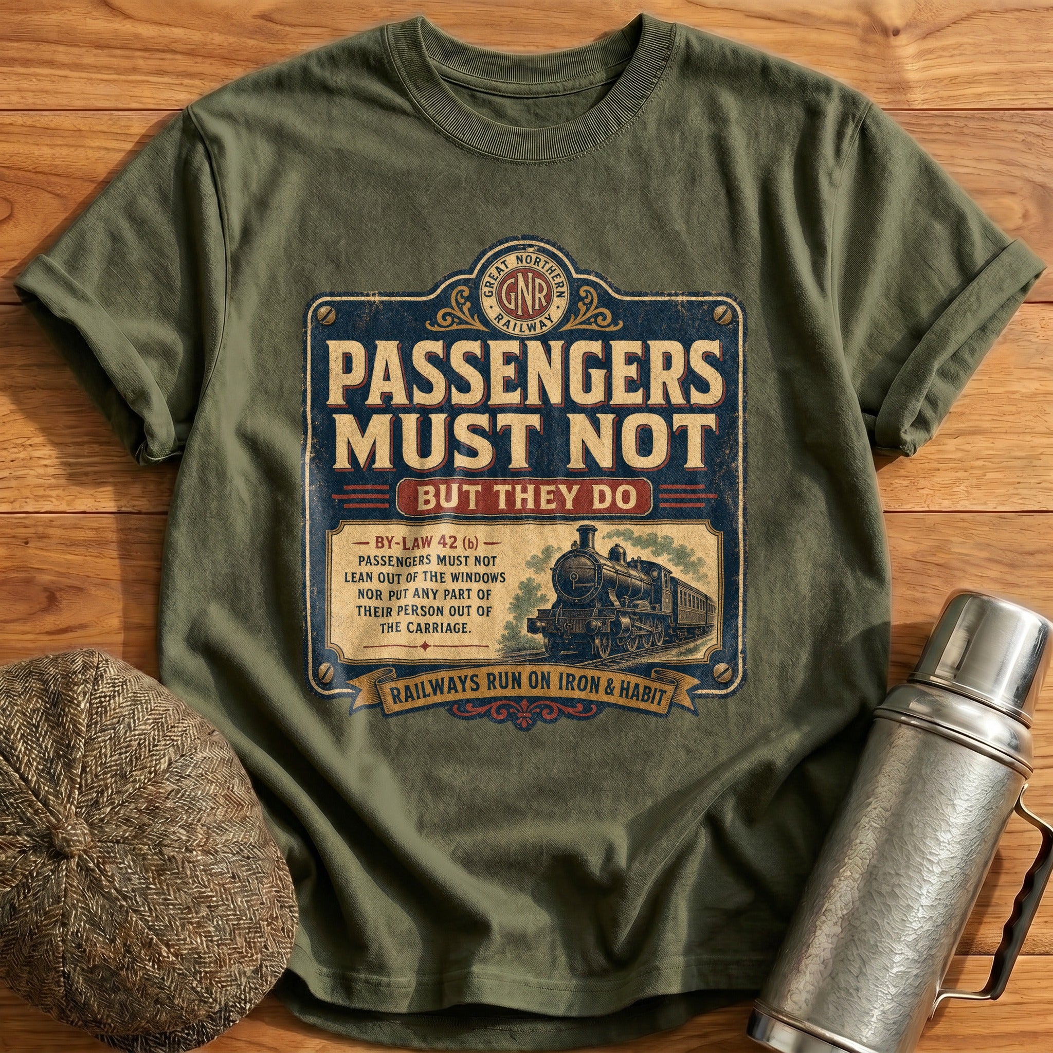 Passengers Must not T-Shirt - Military Green