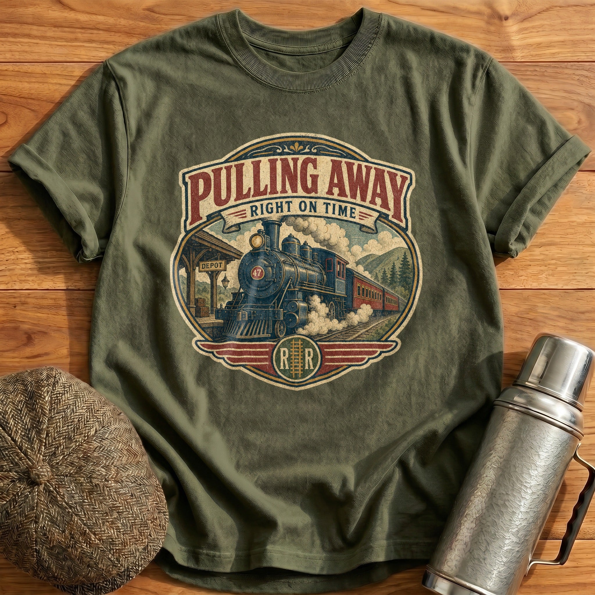 Pulling Away T-Shirt - Military Green