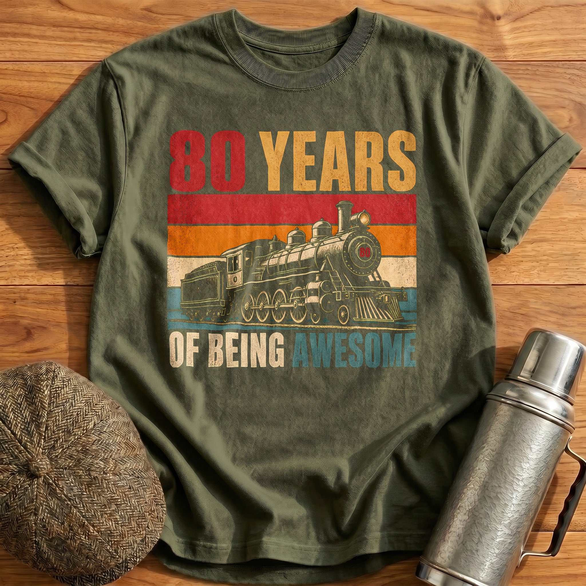 80 Being Awesome T-Shirt - Military Green