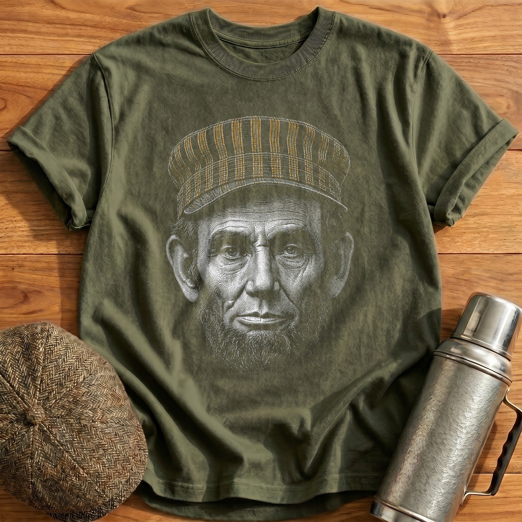 Abraham Lincoln Driver Muted Amber T-Shirt - Military Green