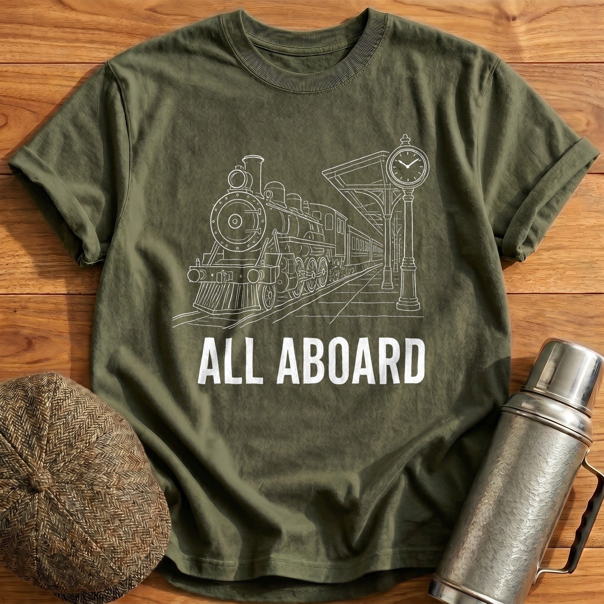 All Aboard 34 T-Shirt - Military Green