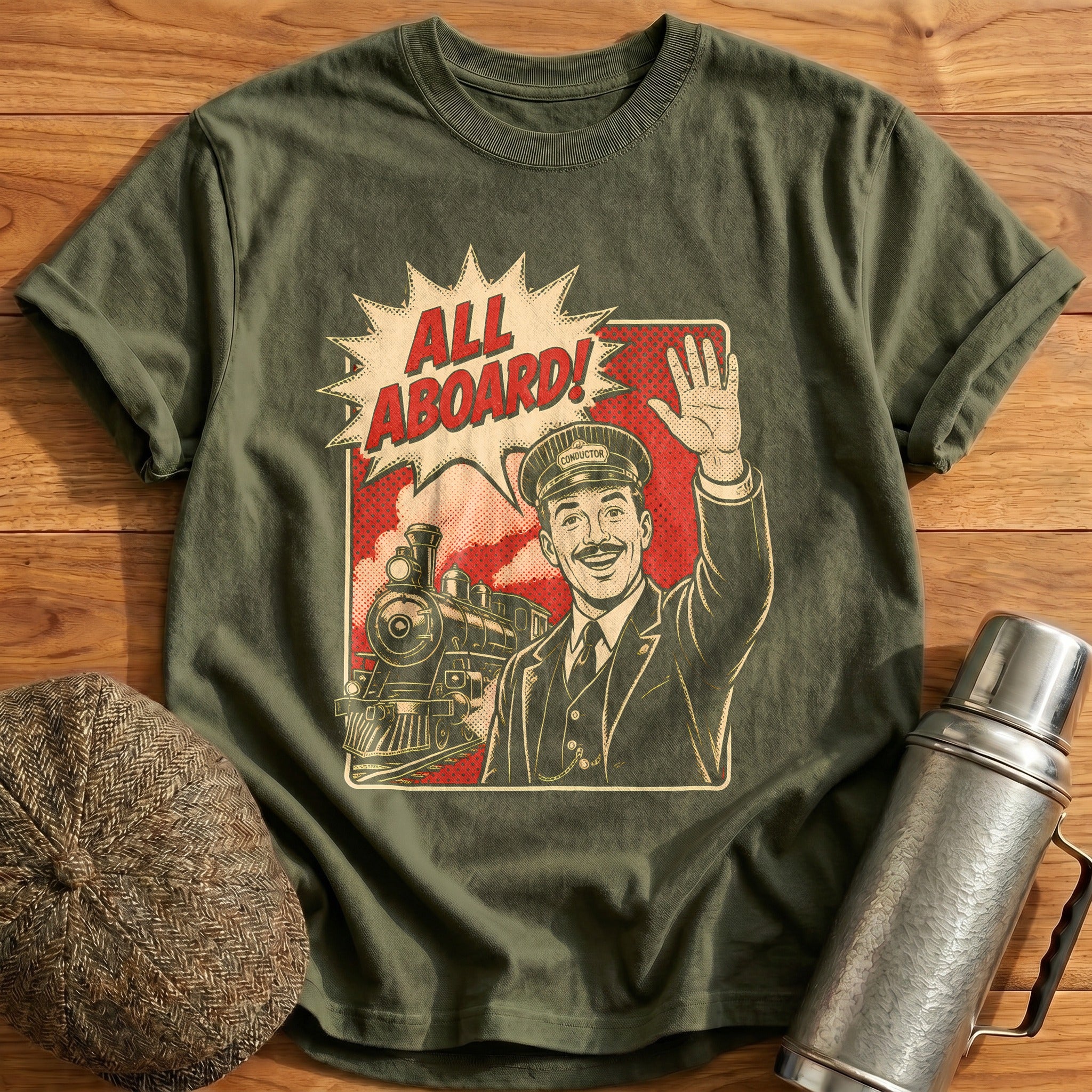 All Aboard Captain T-Shirt - Military Green