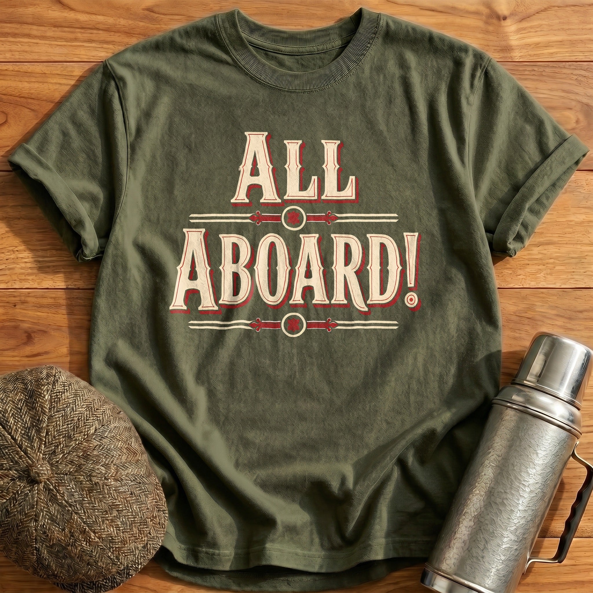 All Aboard Train Vintage - Military Green