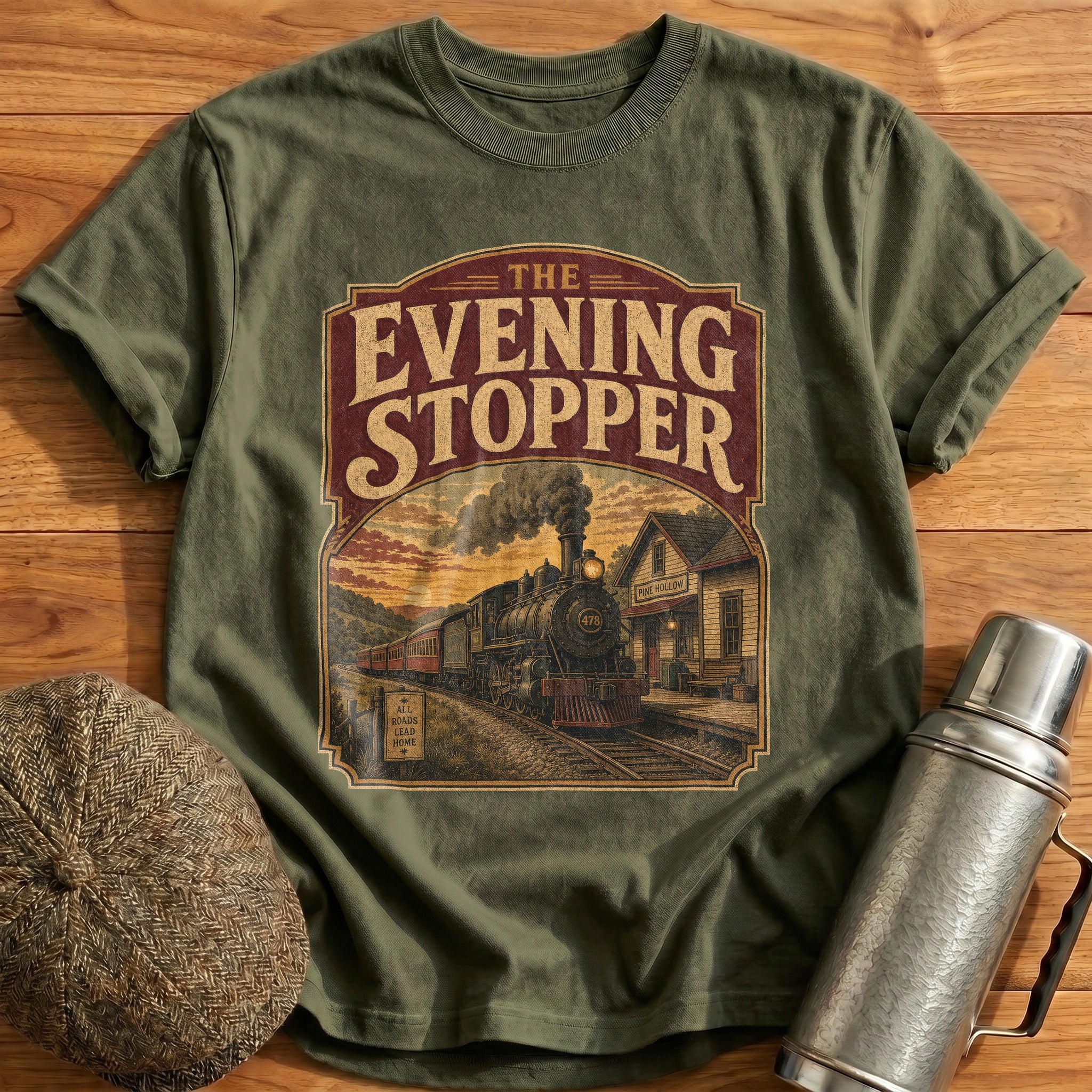 All Roads Lead Home T-Shirt - Military Green