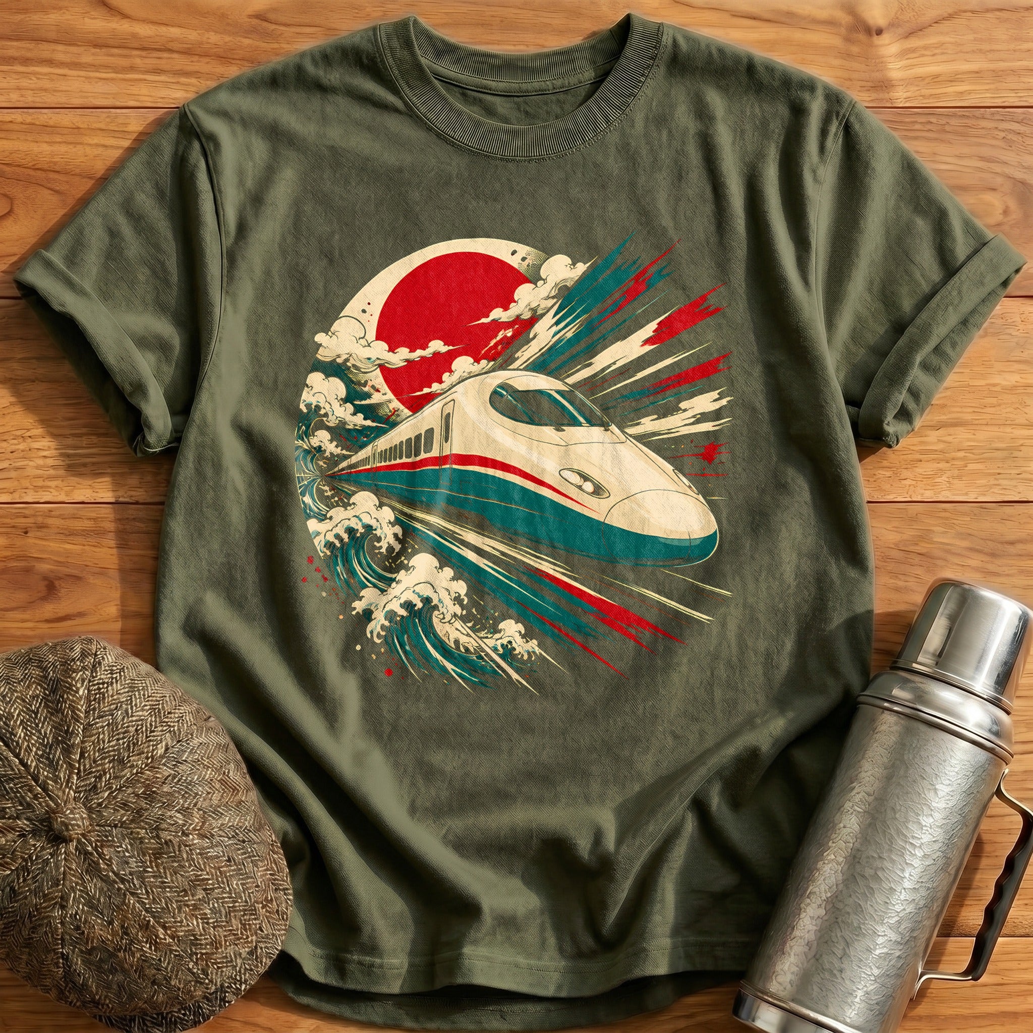 Bullet & Sun T-Shirt - Military Green