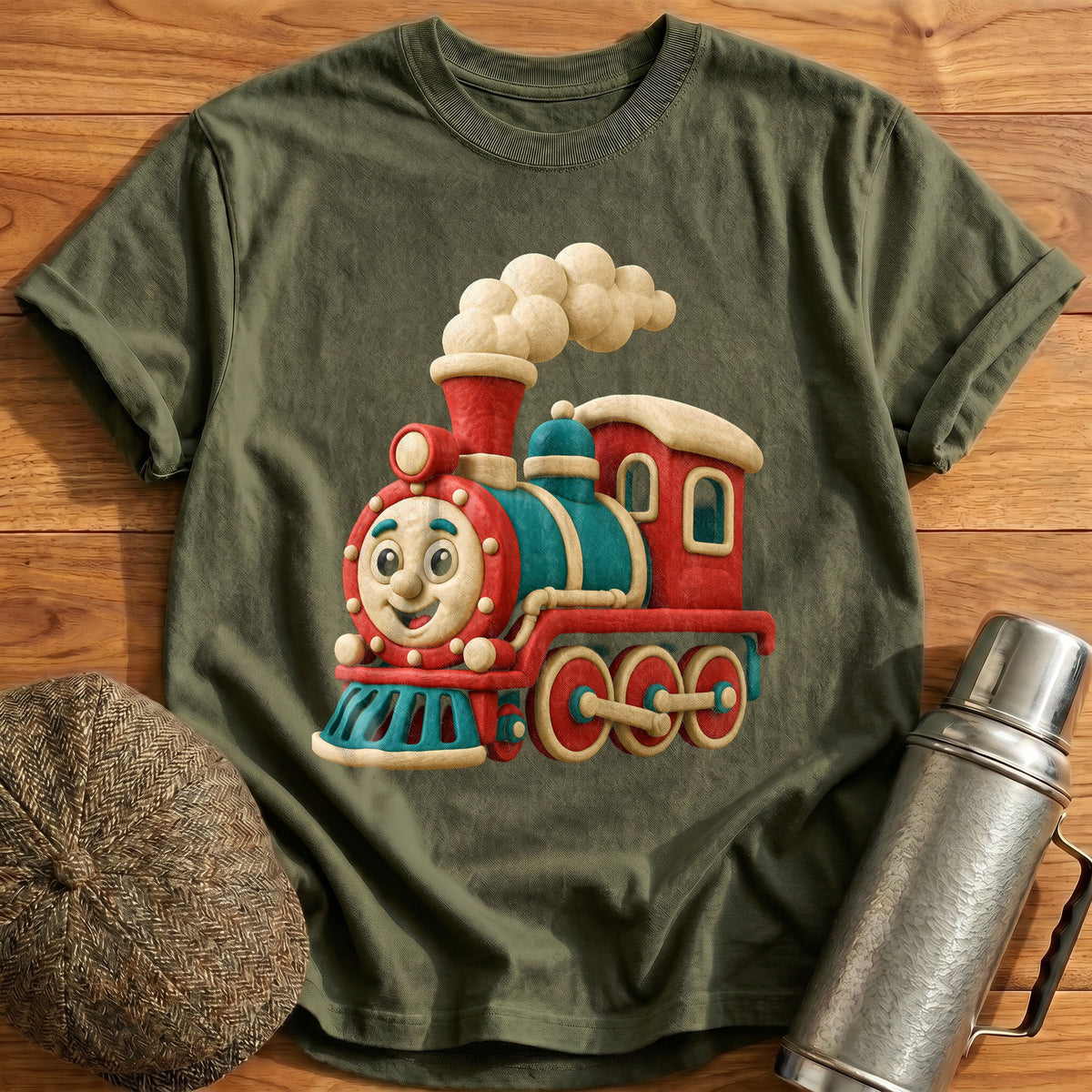 Claymation Train 87 T-Shirt - Military Green