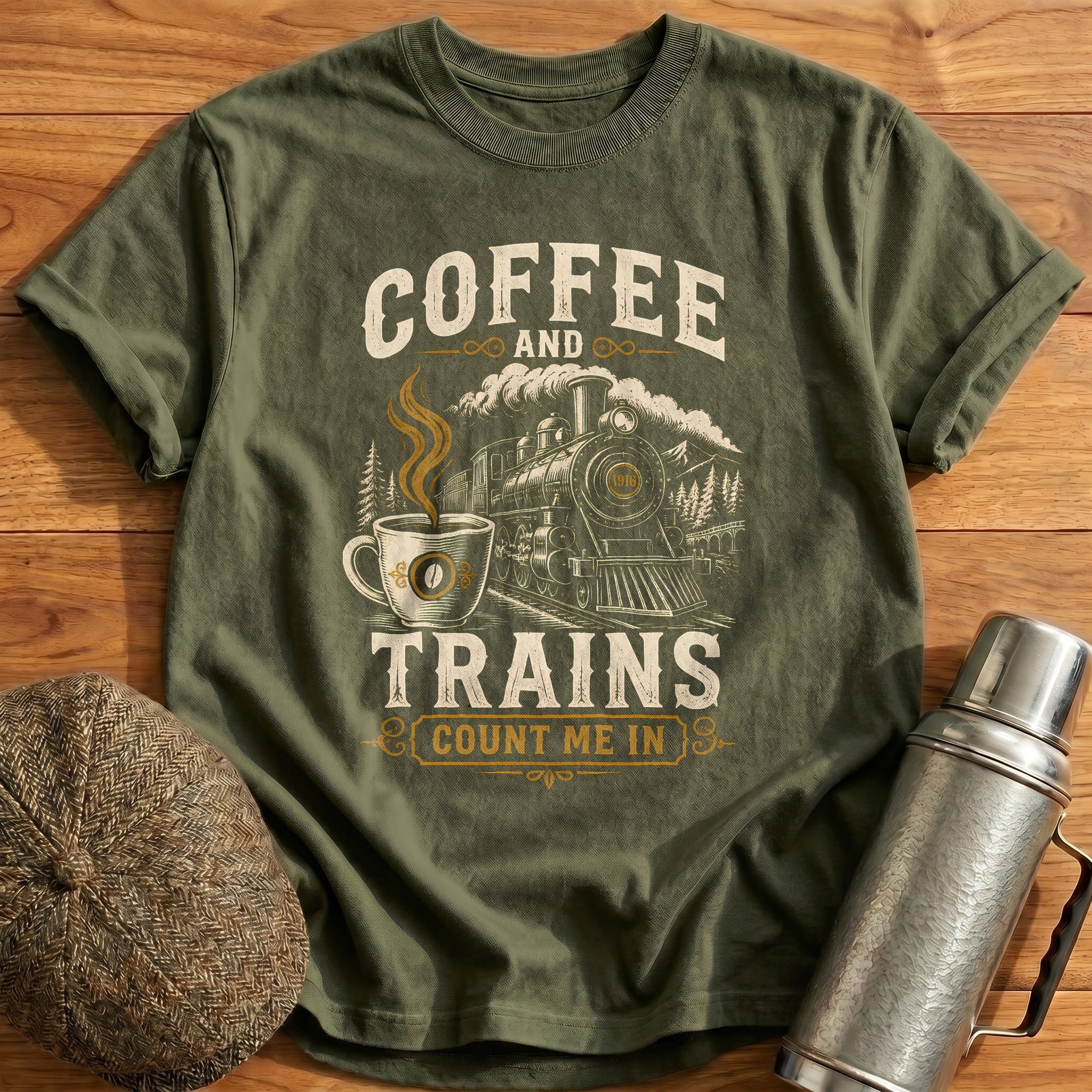 Coffee Break Express T-Shirt - Military Green