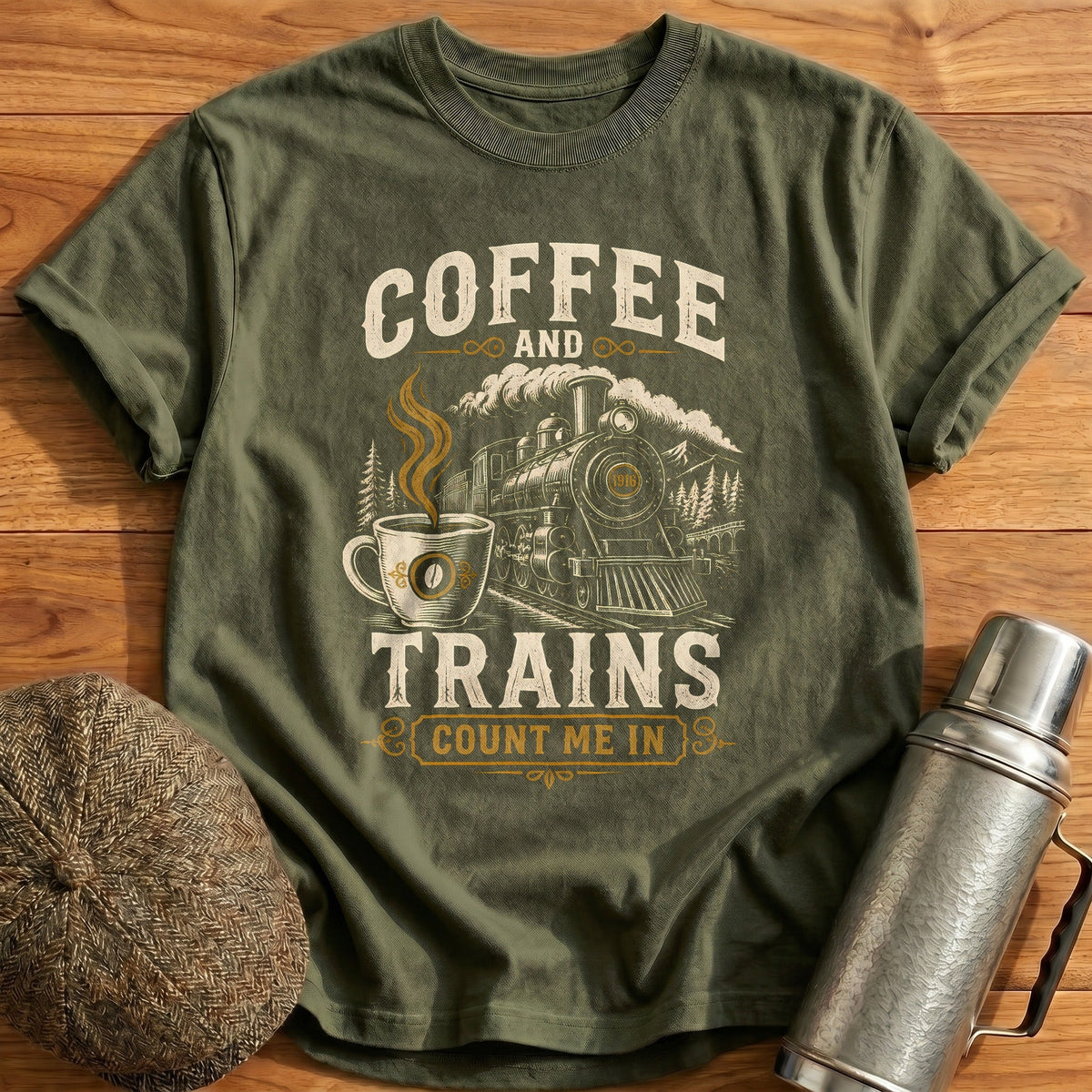 Coffee Break Express Kids T-Shirt - Military Green