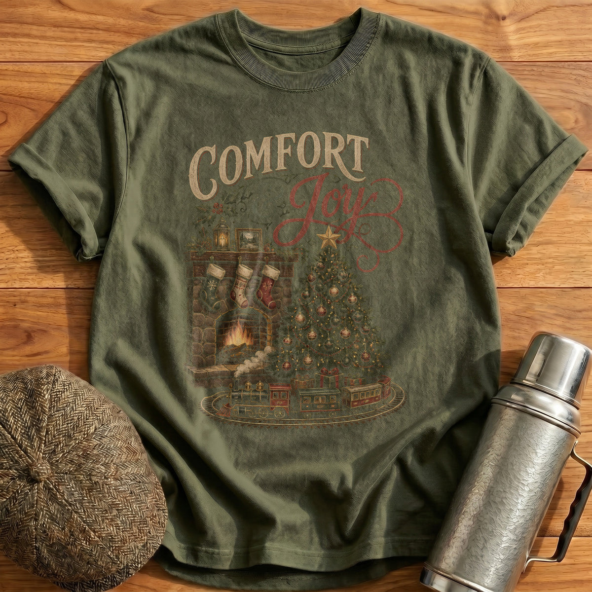 Comfort And Joy 68 T-Shirt - Military Green
