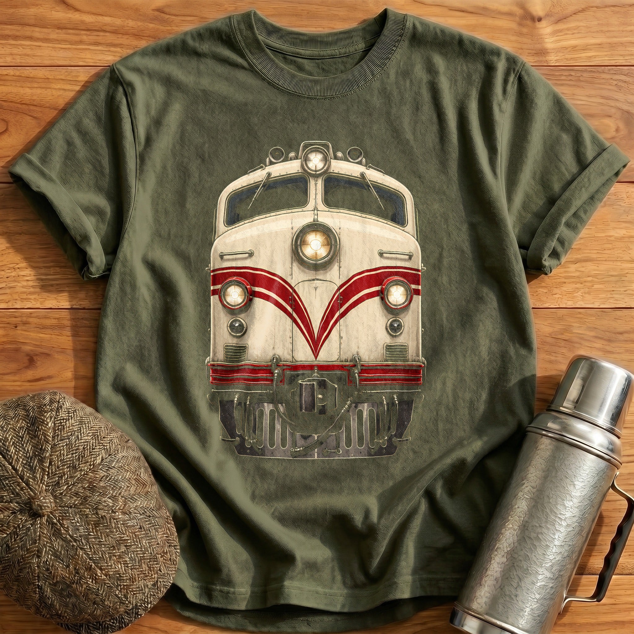 Cream & Crimson T-Shirt - Military Green