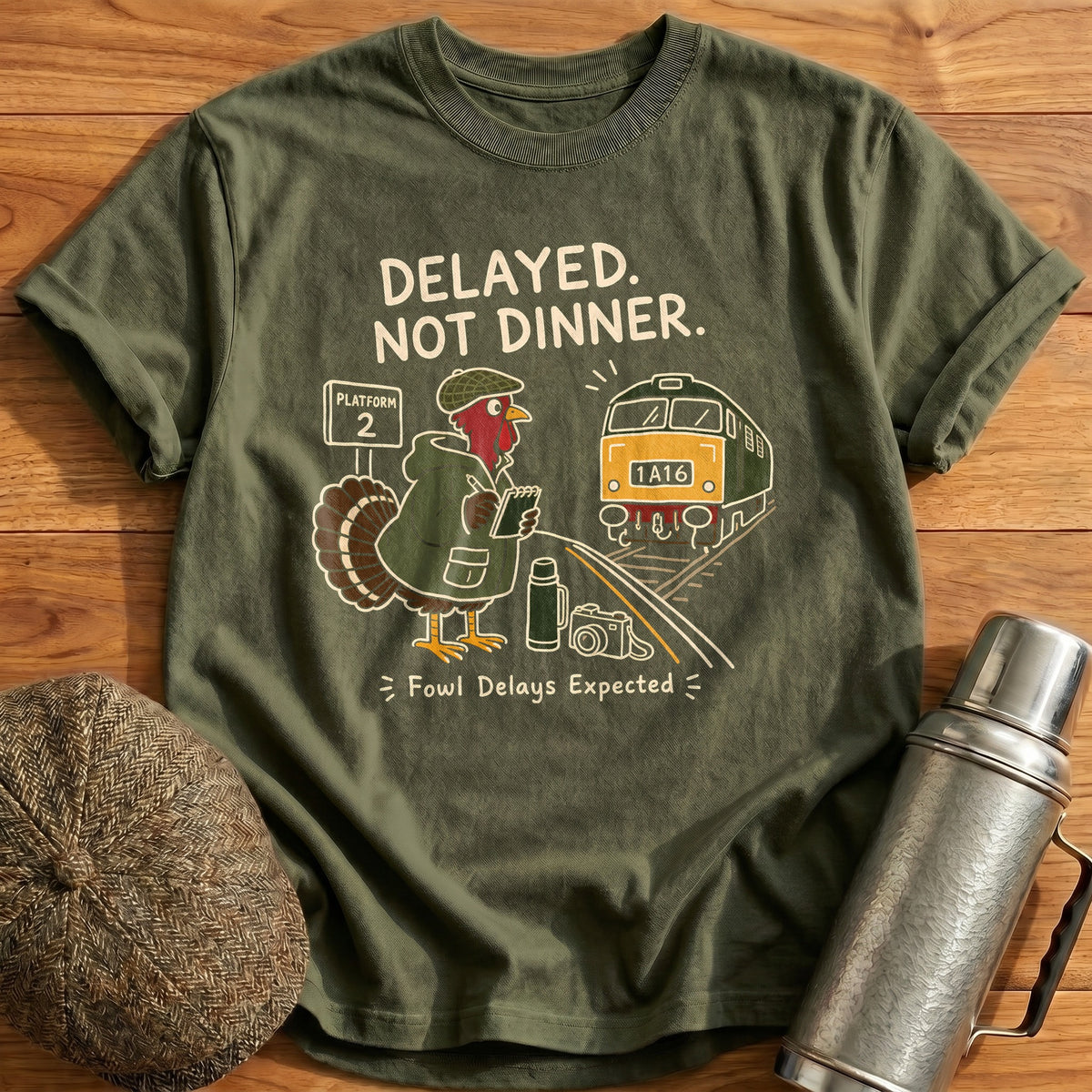 Delayed Not Dinner Fowl Delays Expected 11 T-Shirt - Military Green