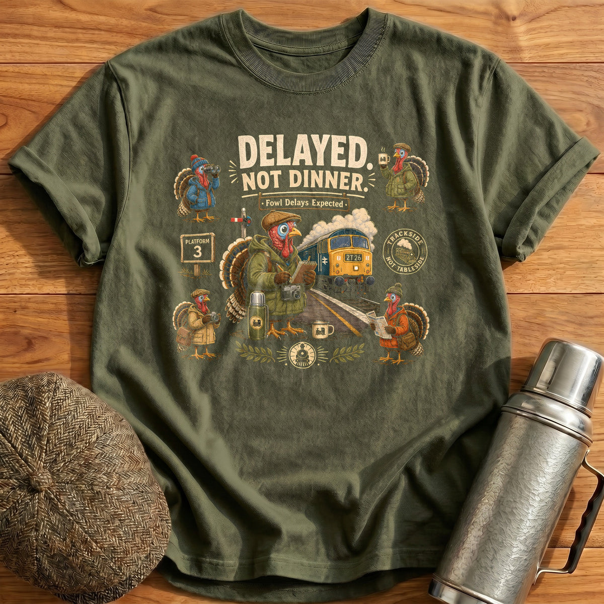Delayed Not Dinner Fowl Delays Expected 12 T-Shirt - Military Green