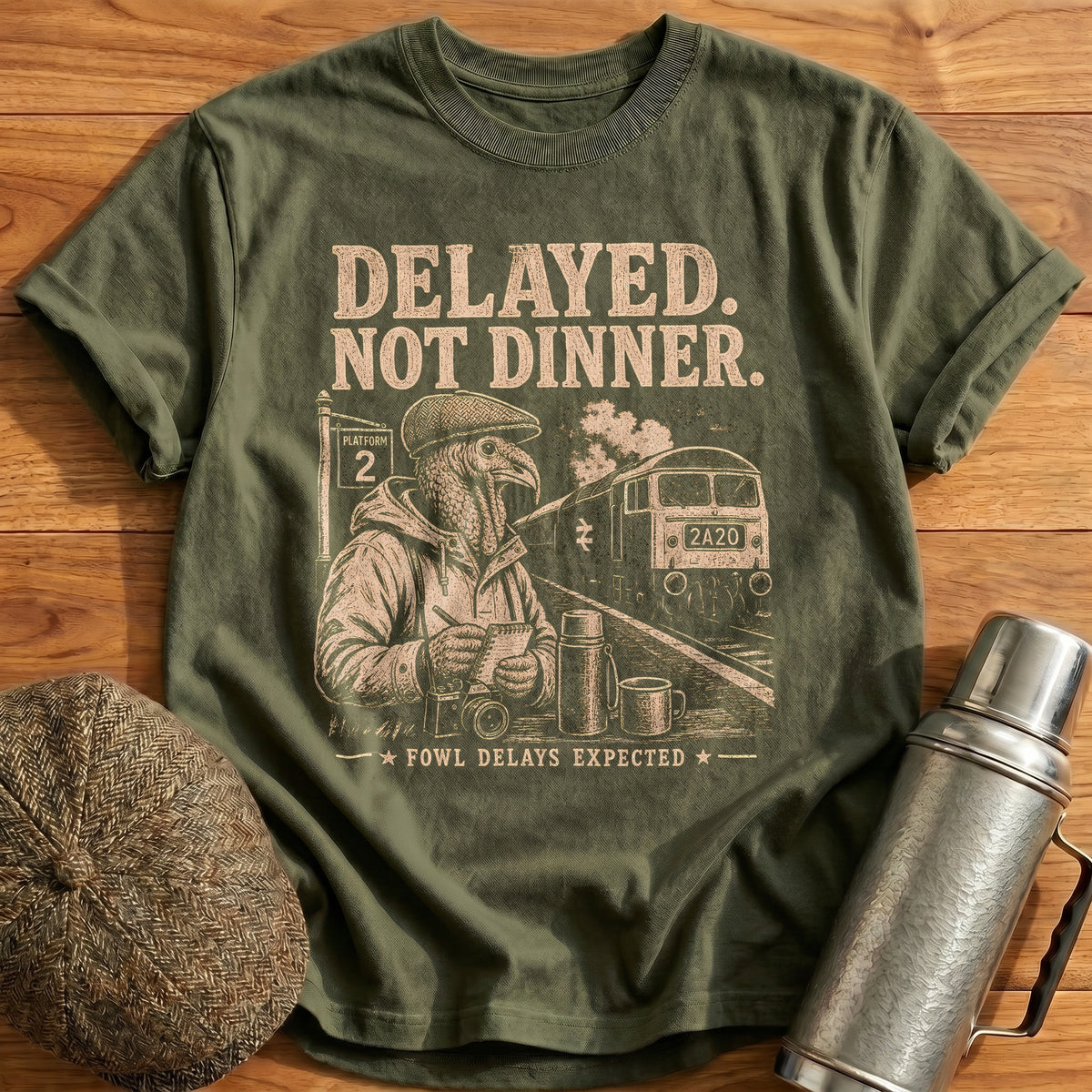 Delayed Not Dinner Fowl Delays Expected 13 T-Shirt - Military Green