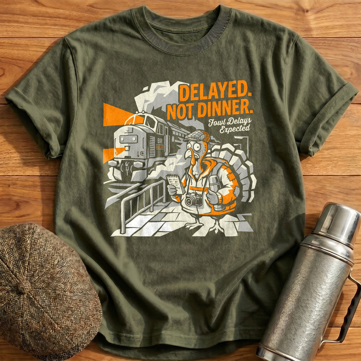 Delayed Not Dinner Fowl Delays Expected 4 T-Shirt - Military Green