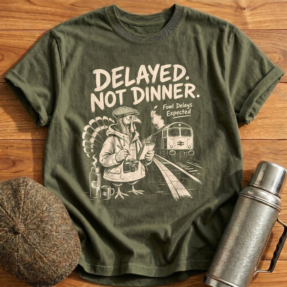 Delayed Not Dinner Fowl Delays Expected 8 T-Shirt - Military Green