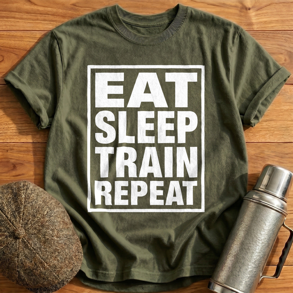 Eat Sleep Train Repeat 41 Kids T-Shirt - Military Green