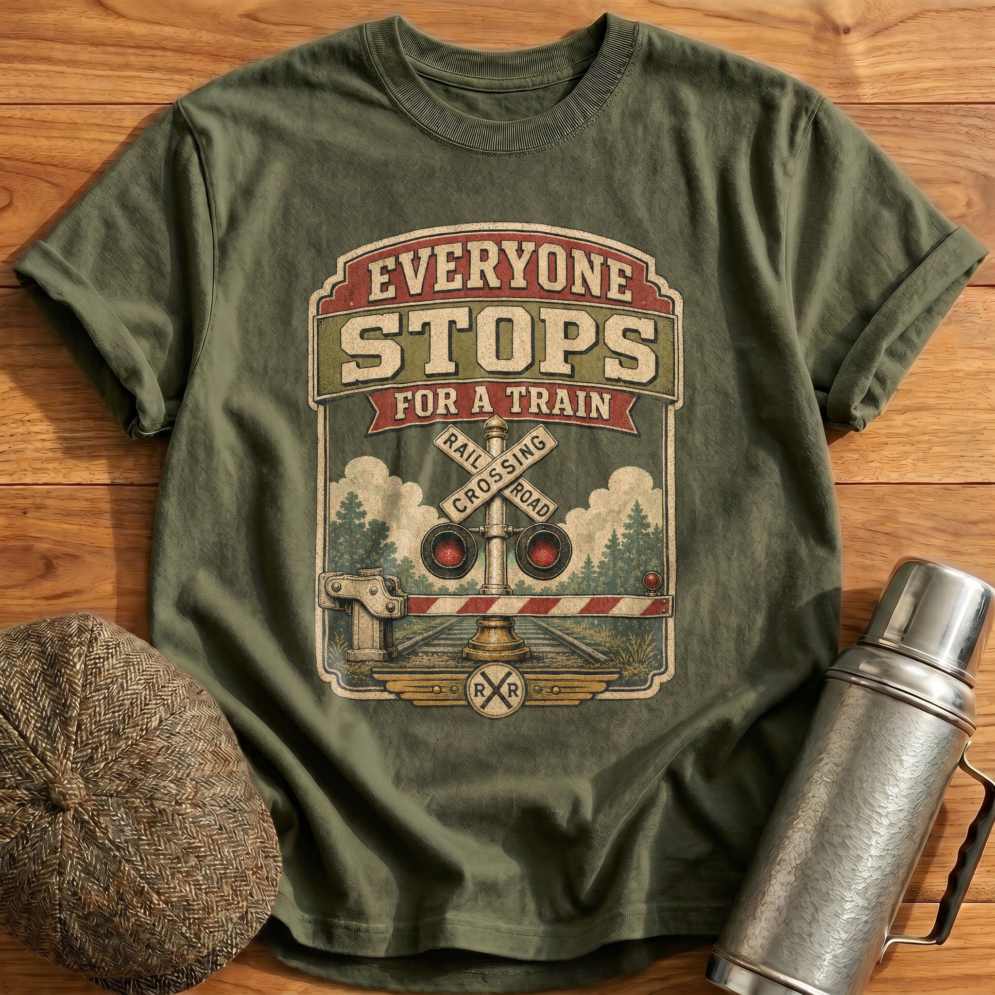 Everyone Stops T-Shirt - Military Green