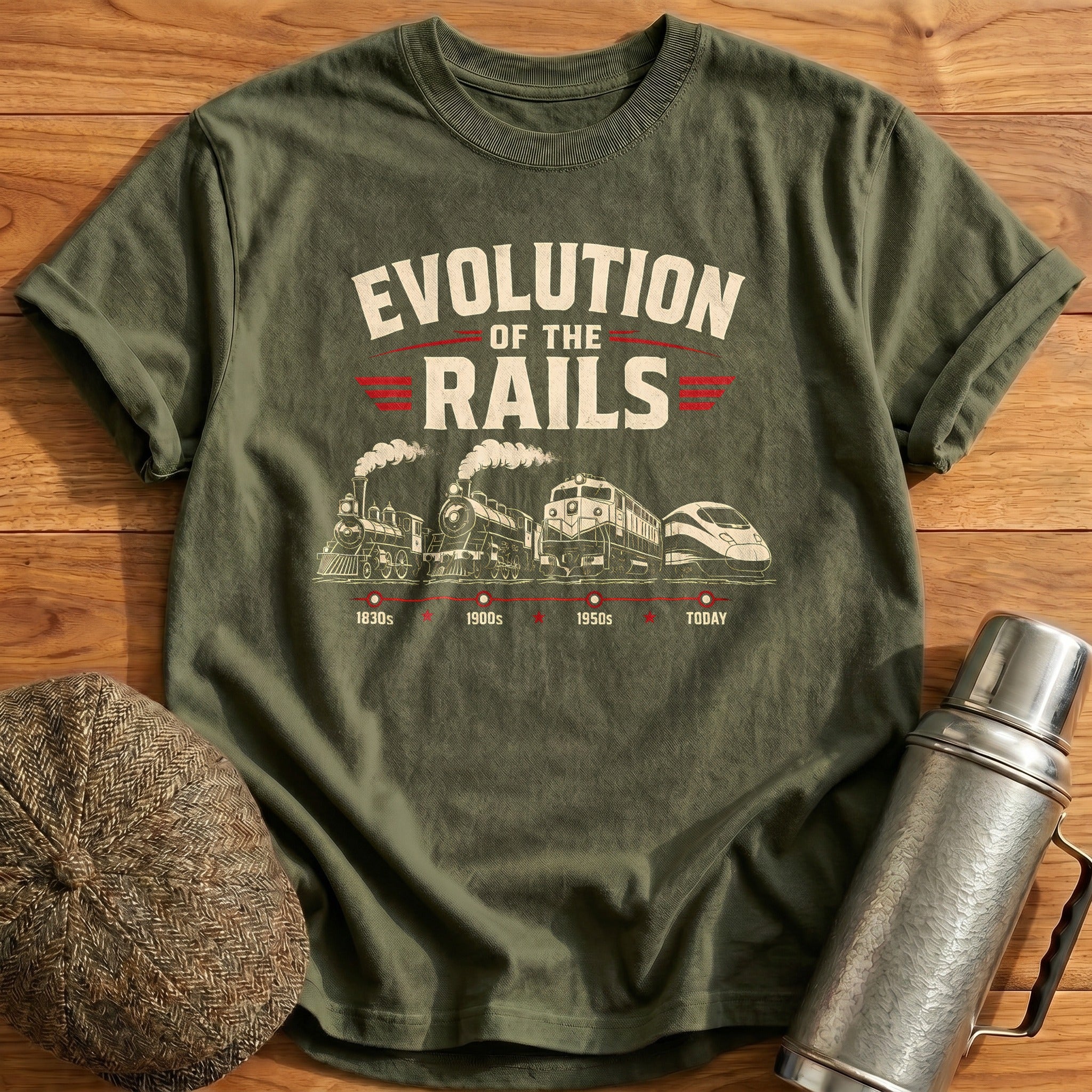 Evolution of the Rails T-Shirt - Military Green