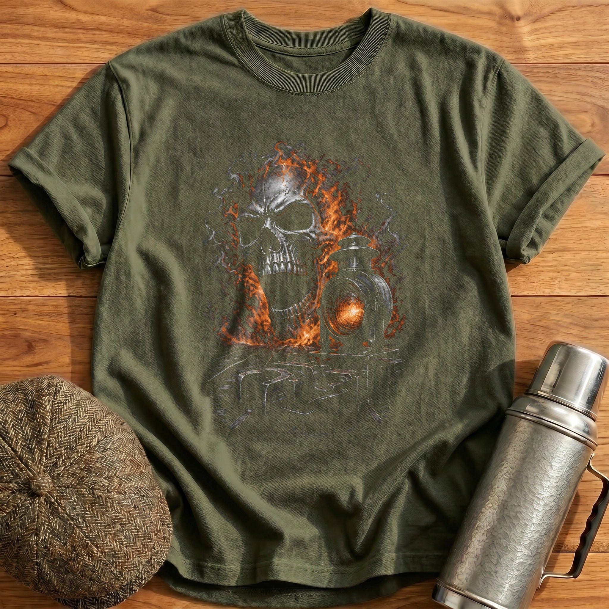 Flaming Skull Lantern 58 - Military Green
