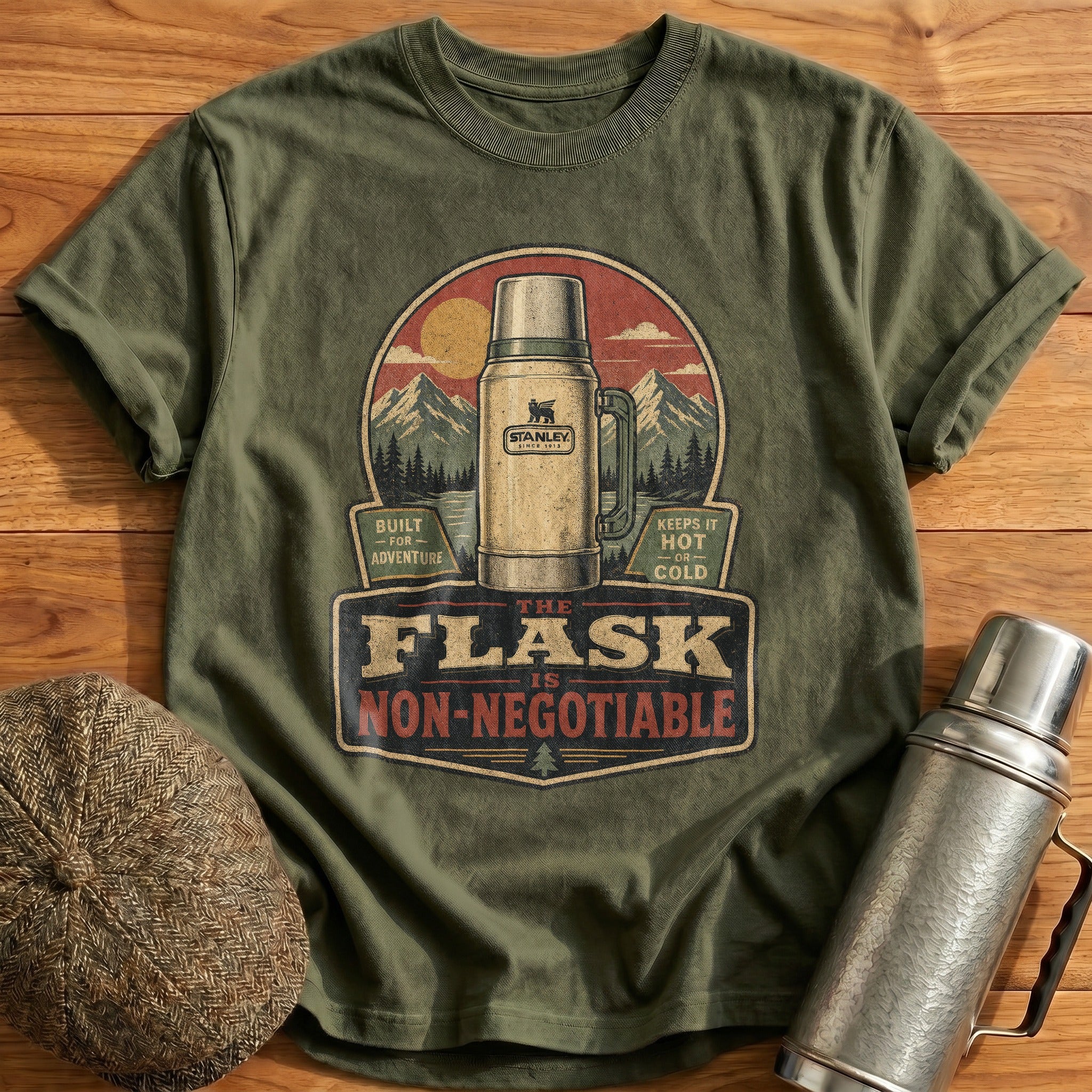 Flask Non-Negotiable T-Shirt - Military Green