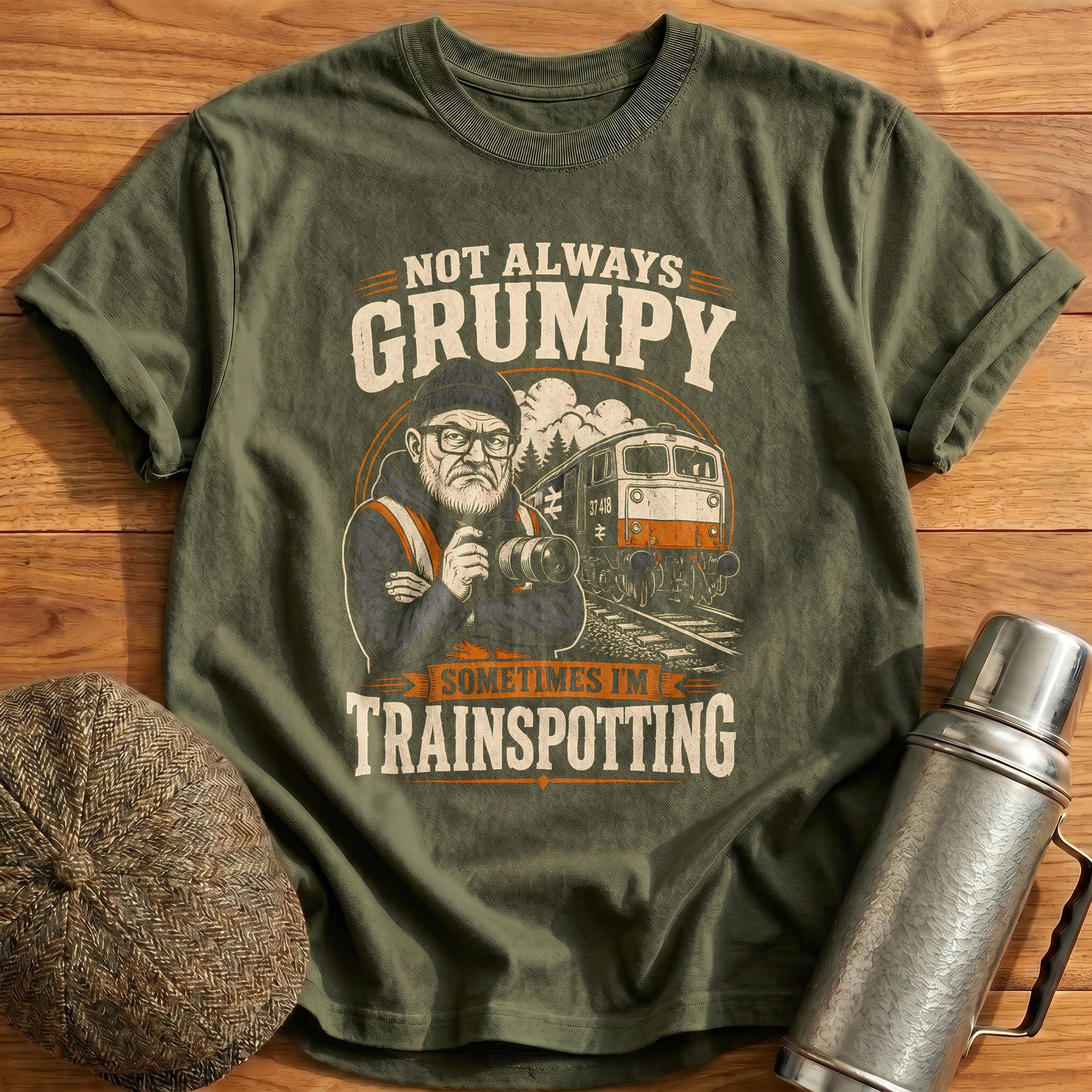 Flask & Focus T-Shirt - Military Green