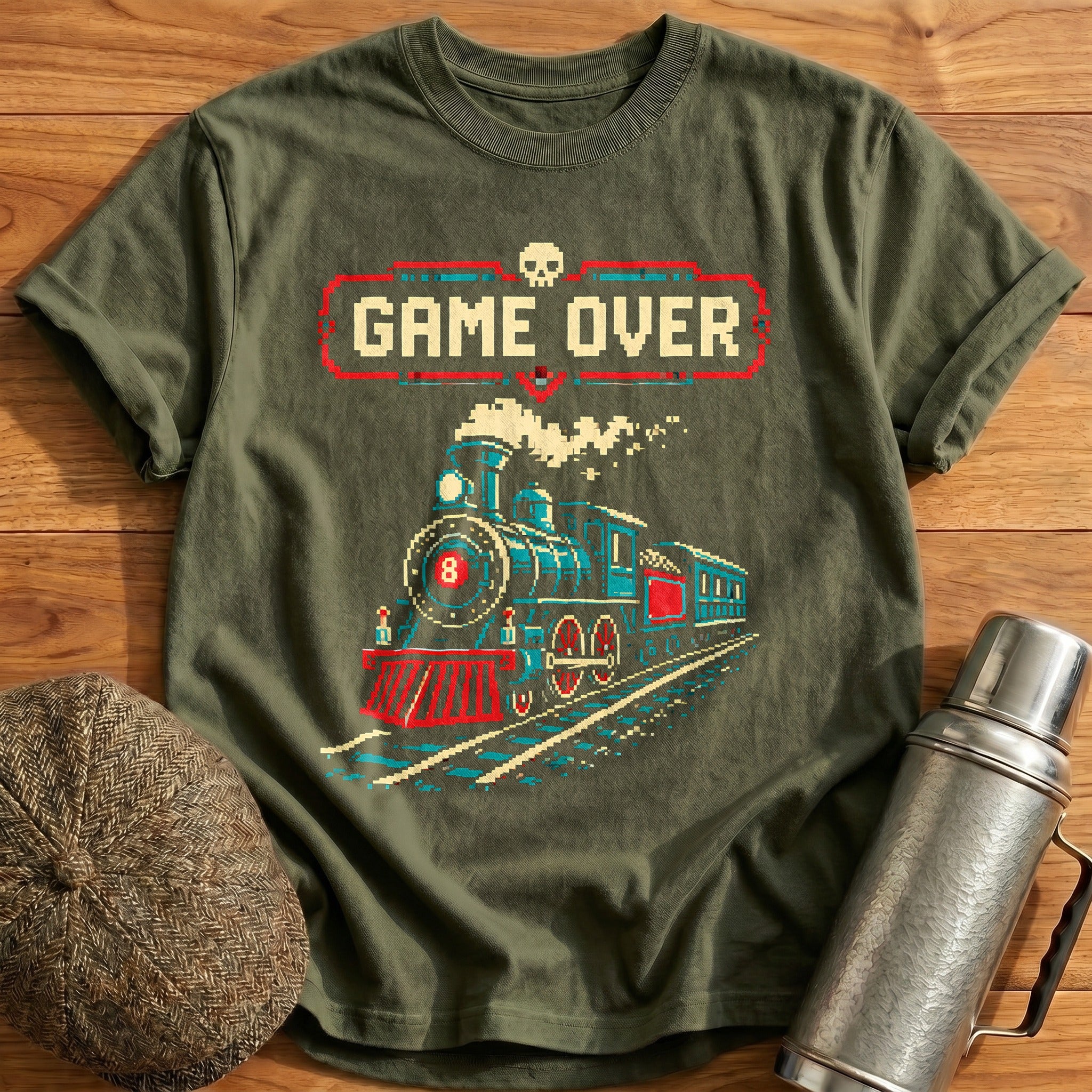 Game Over Steam T-Shirt - Military Green