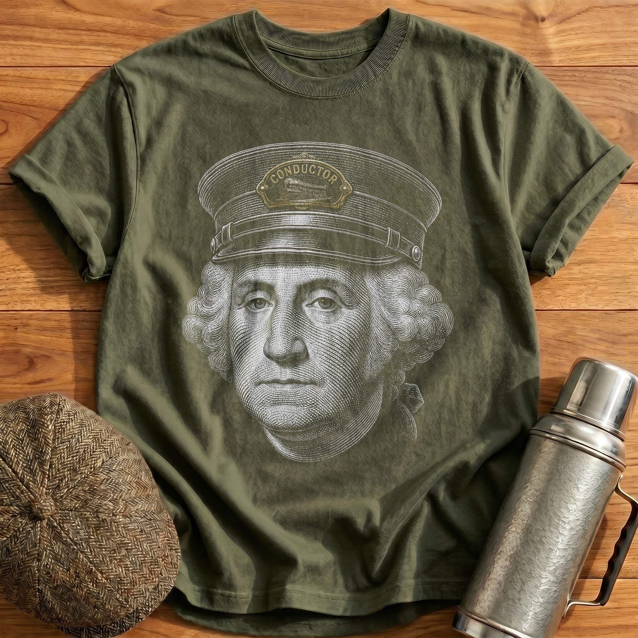 George Washington Conductor T-Shirt - Military Green
