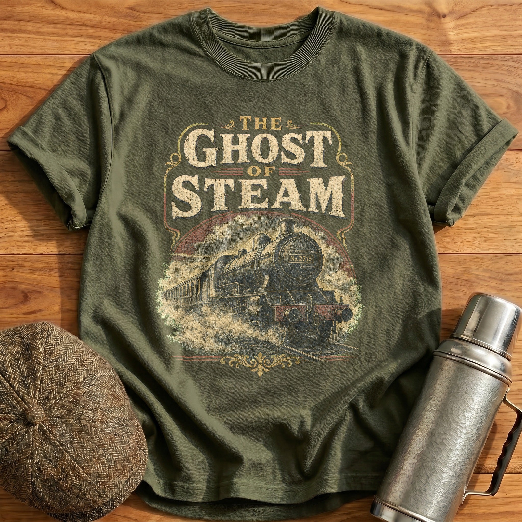 Ghost of Steam T-Shirt - Military Green
