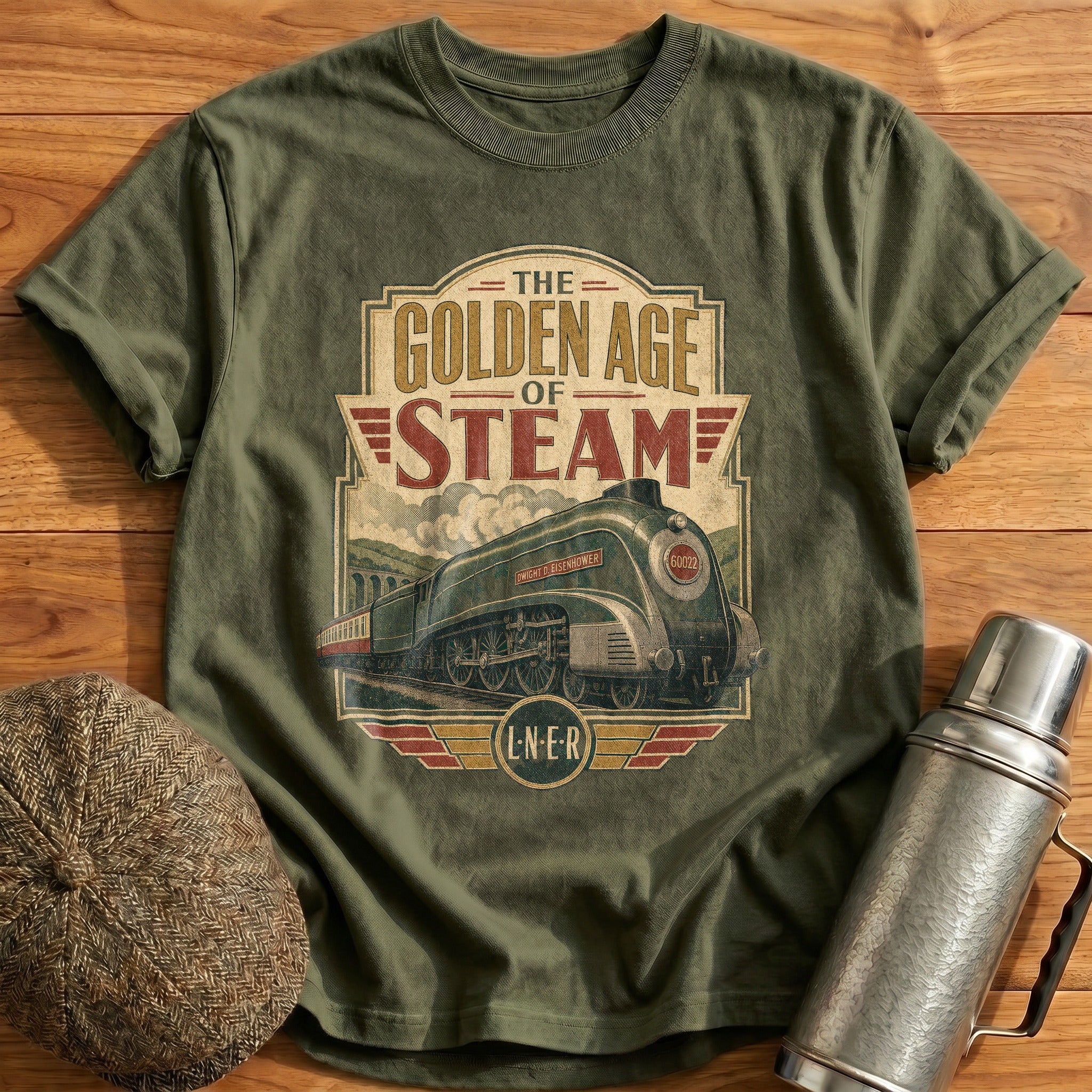Golden Age Running T-Shirt - Military Green