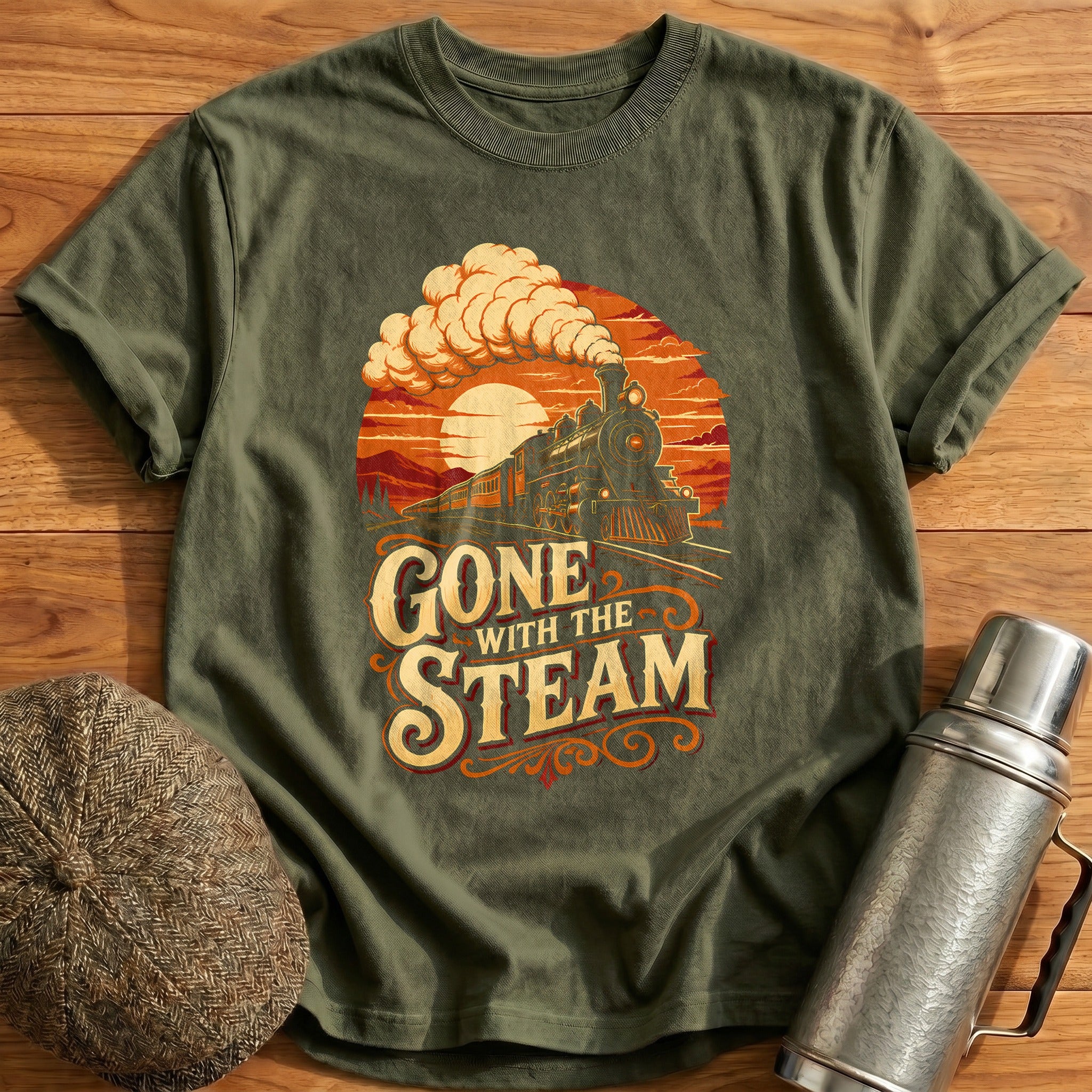 Gone With The Steam 68 T-Shirt - Military Green