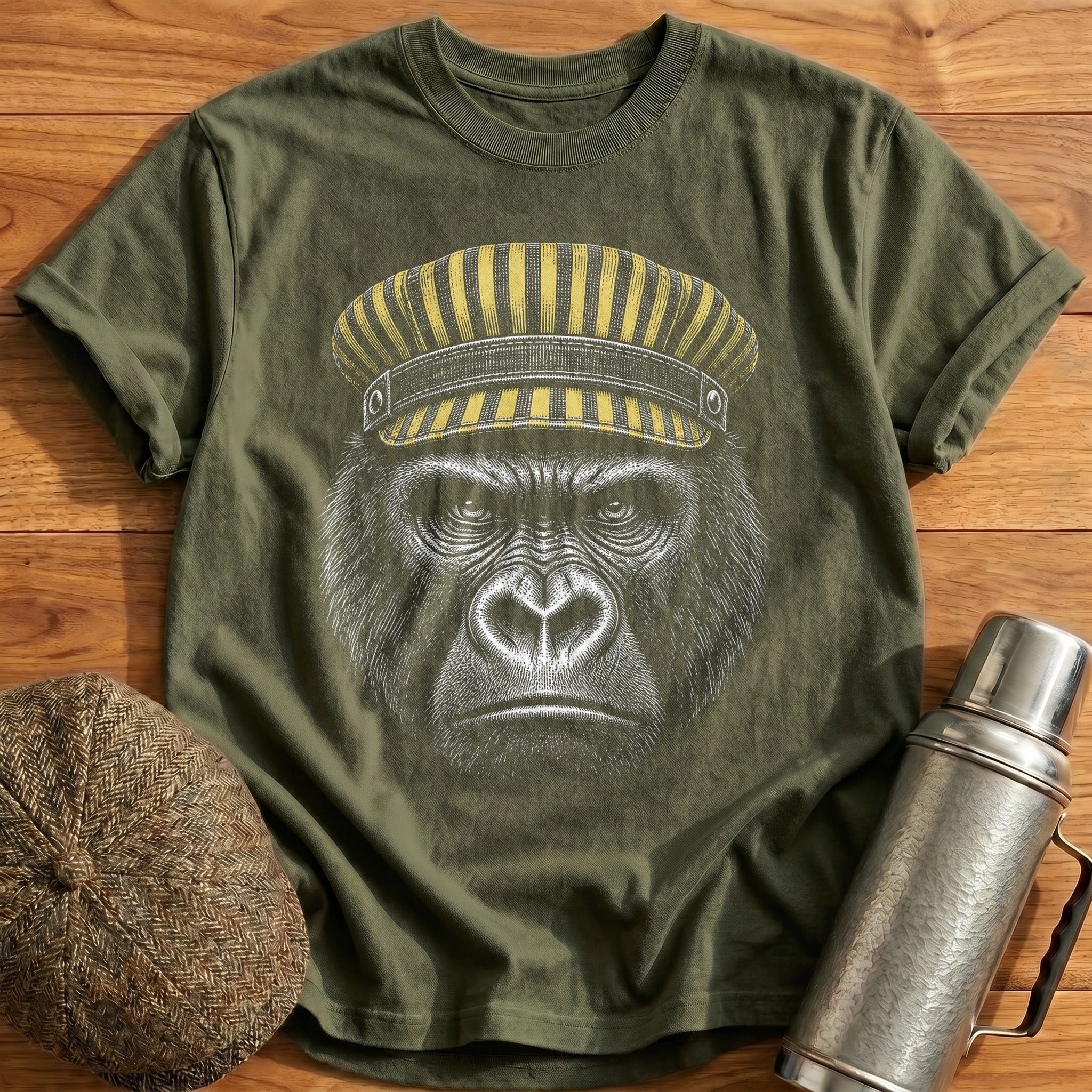 Gorilla Engineer Pale Yellow T-Shirt - Military Green