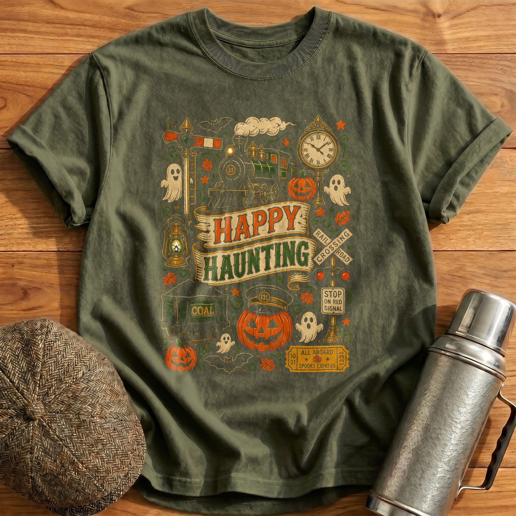 Happy Haunting Doodle 36 - Military Green