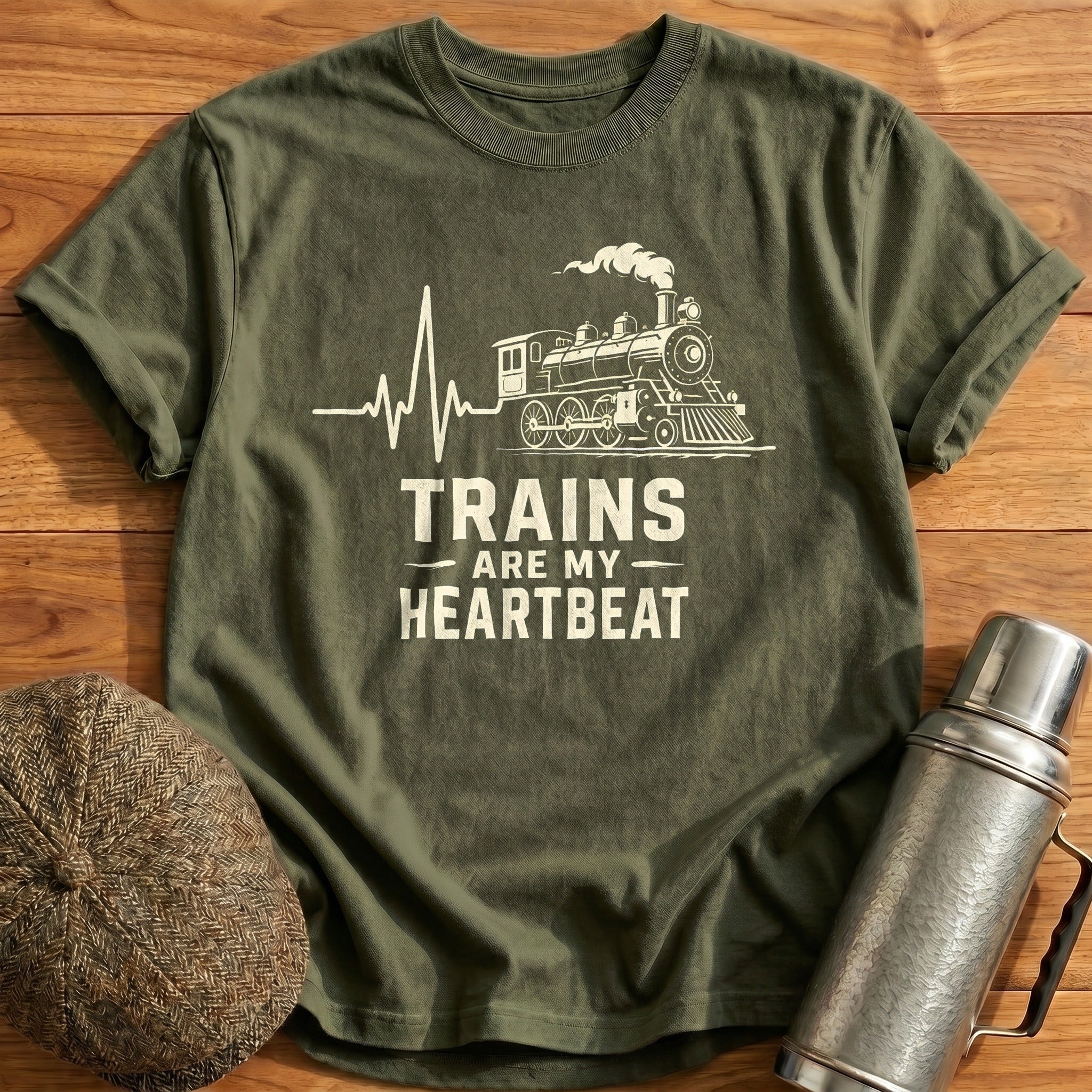 Heartbeat of Steam T-Shirt - Military Green