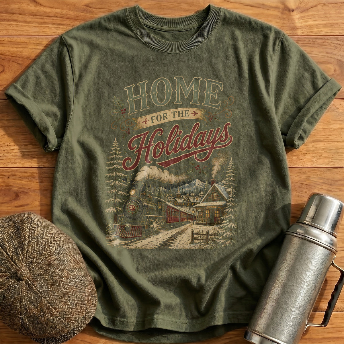 Home For The Holidays 41 T-Shirt - Military Green