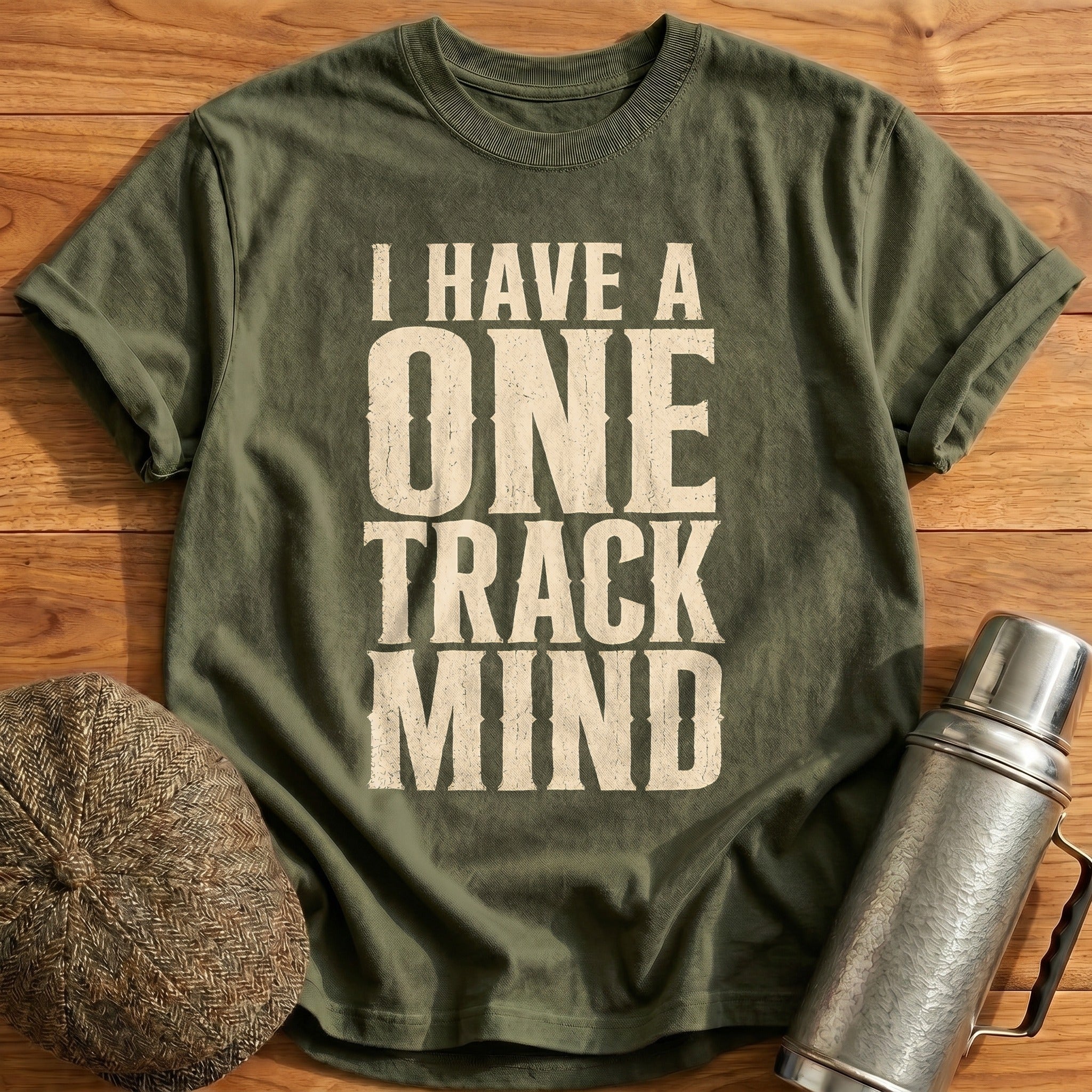 I Have A One Track Mind Runner Focused Funny - Military Green