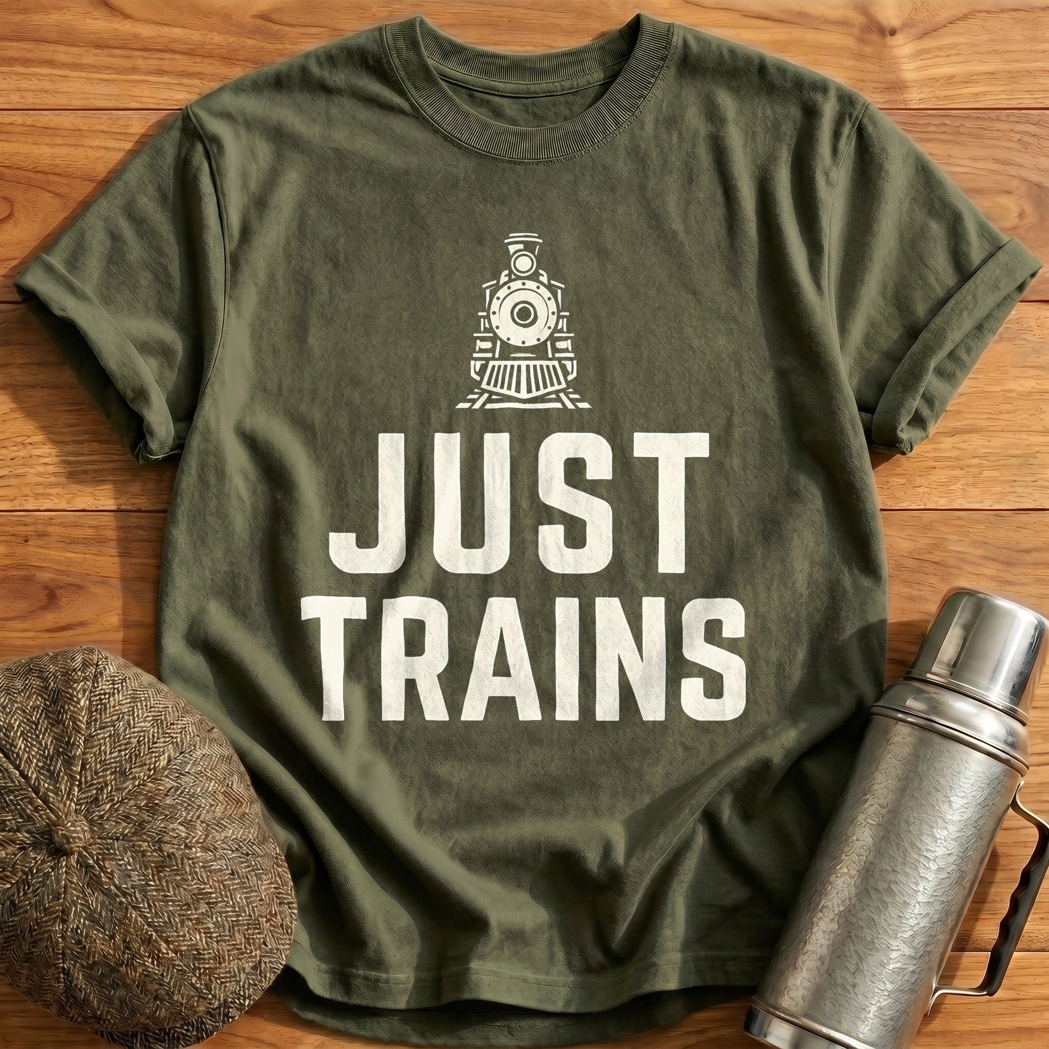 Just Trains T-Shirt - Military Green