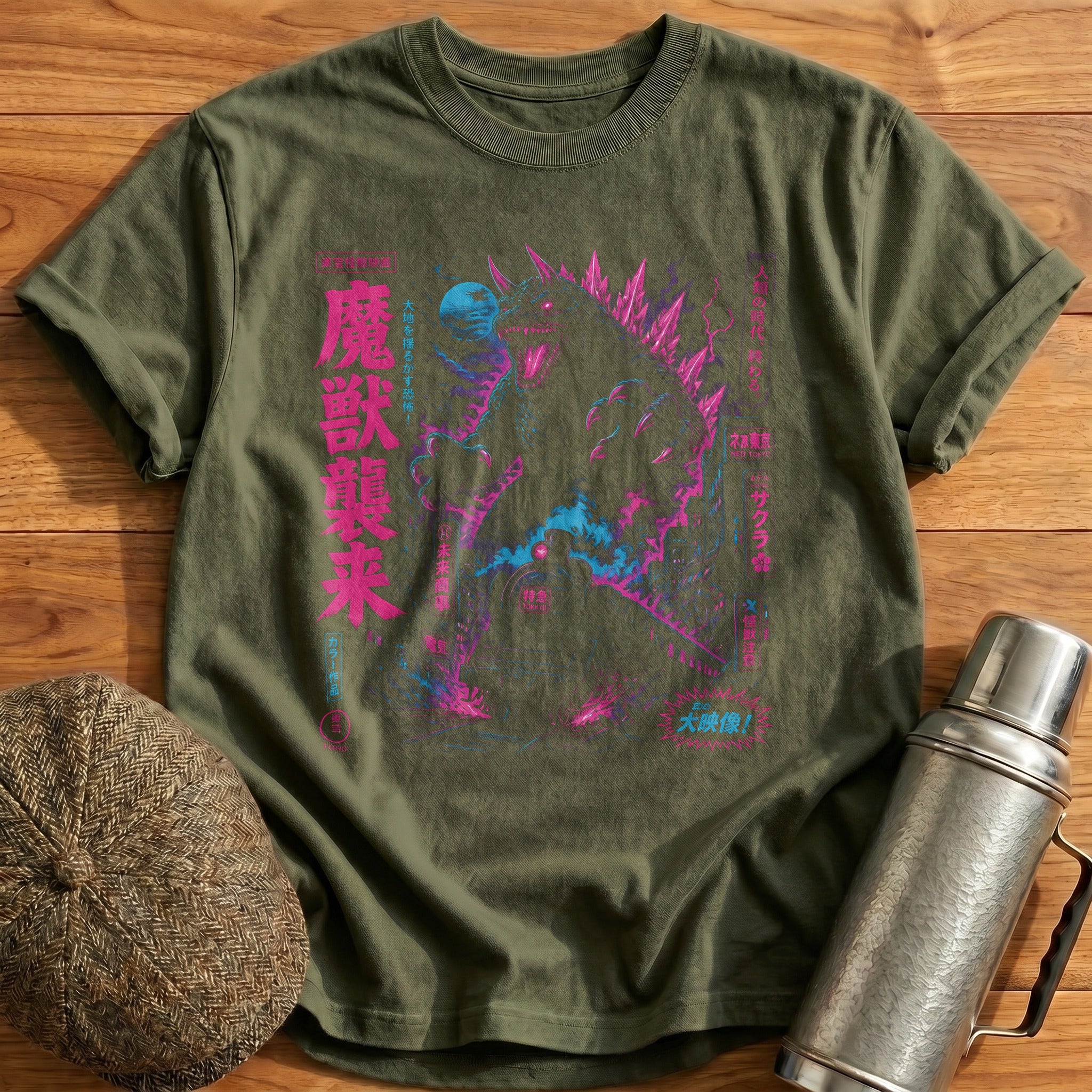 Kaiju Monster Train City Bootleg - Military Green