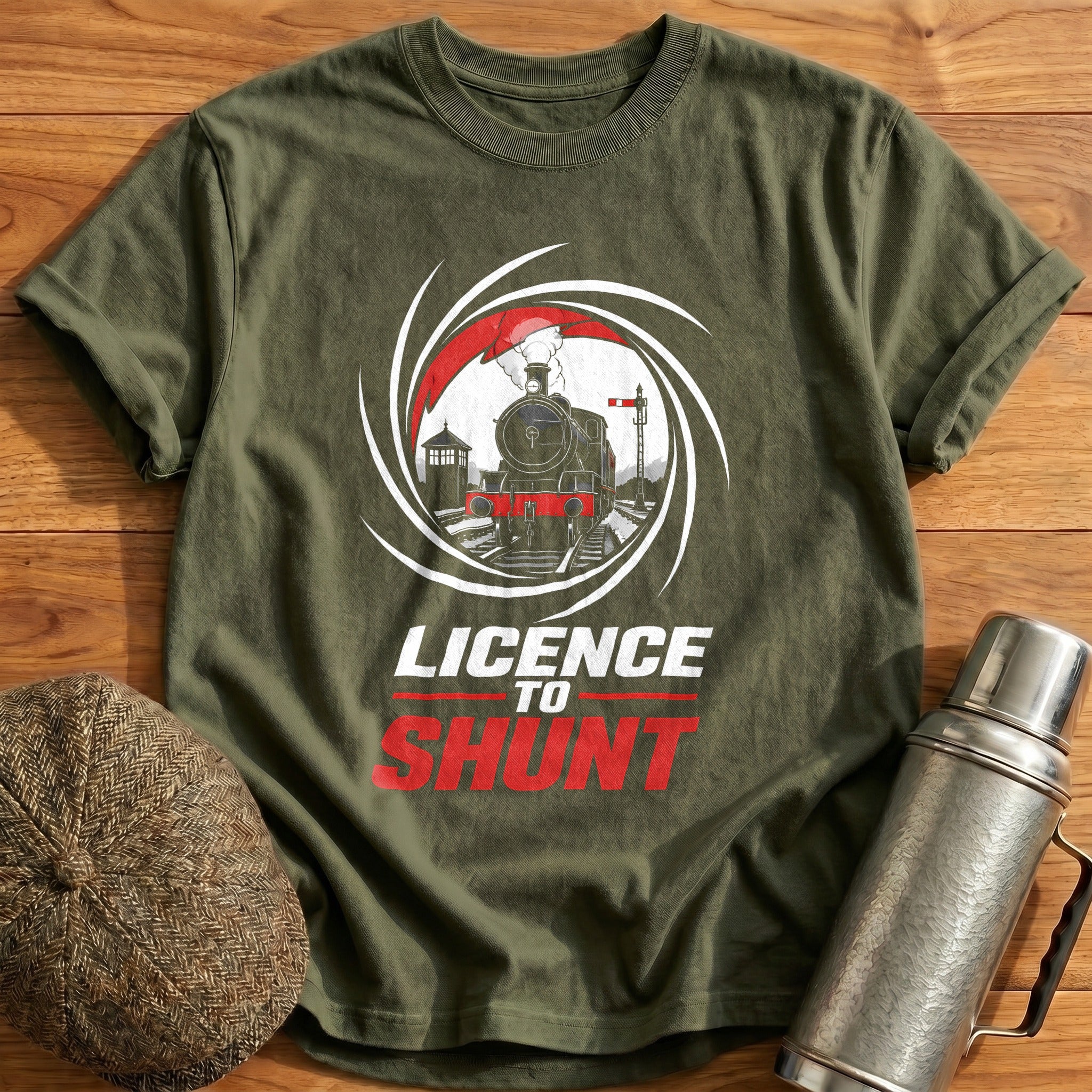 Licence To Shunt 19 T-Shirt - Military Green