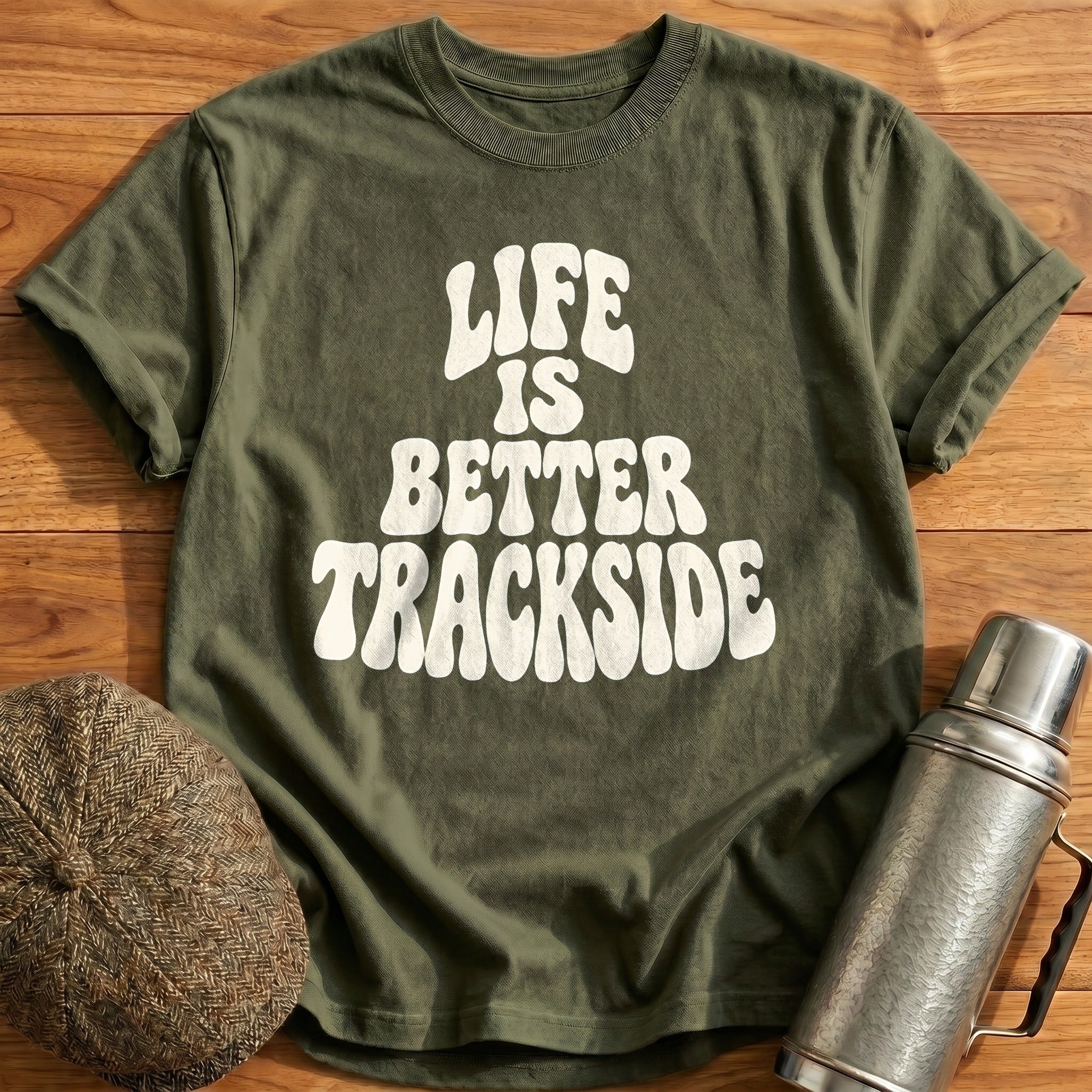 Life Is Better Trackside 59 T-Shirt - Military Green