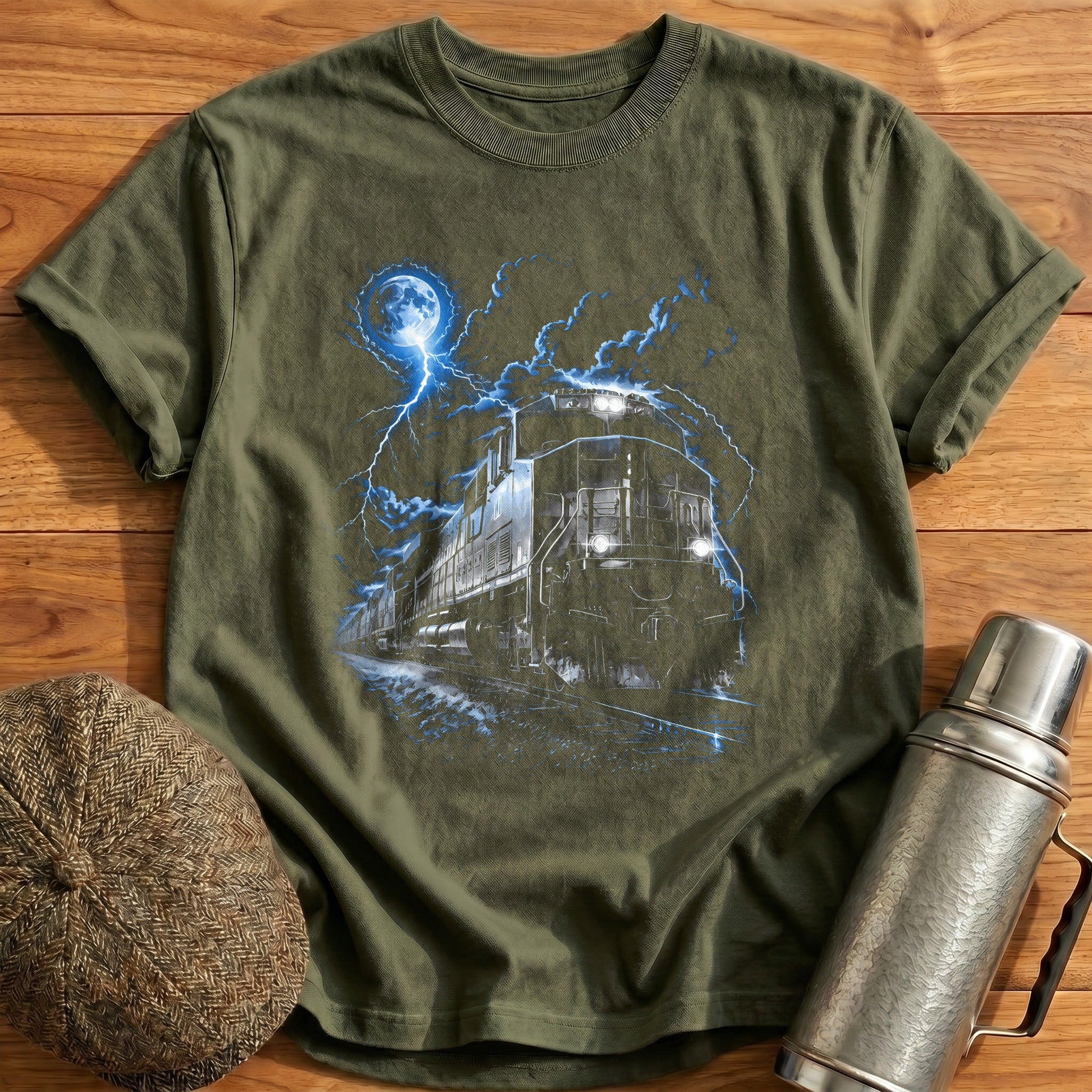 Lightning Train Locomotive Electric Storm - Military Green