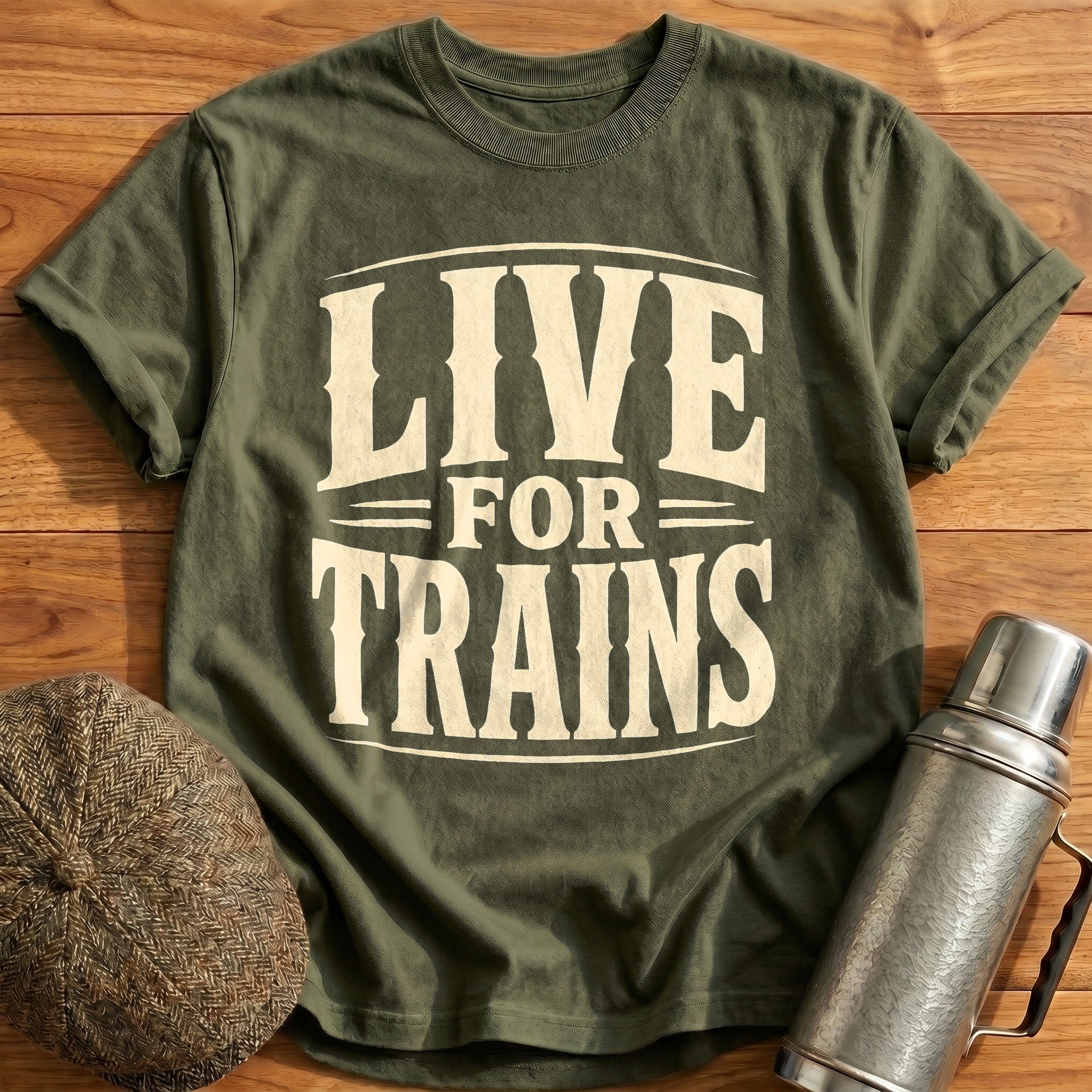 Live For Trains Train Spotter - Military Green