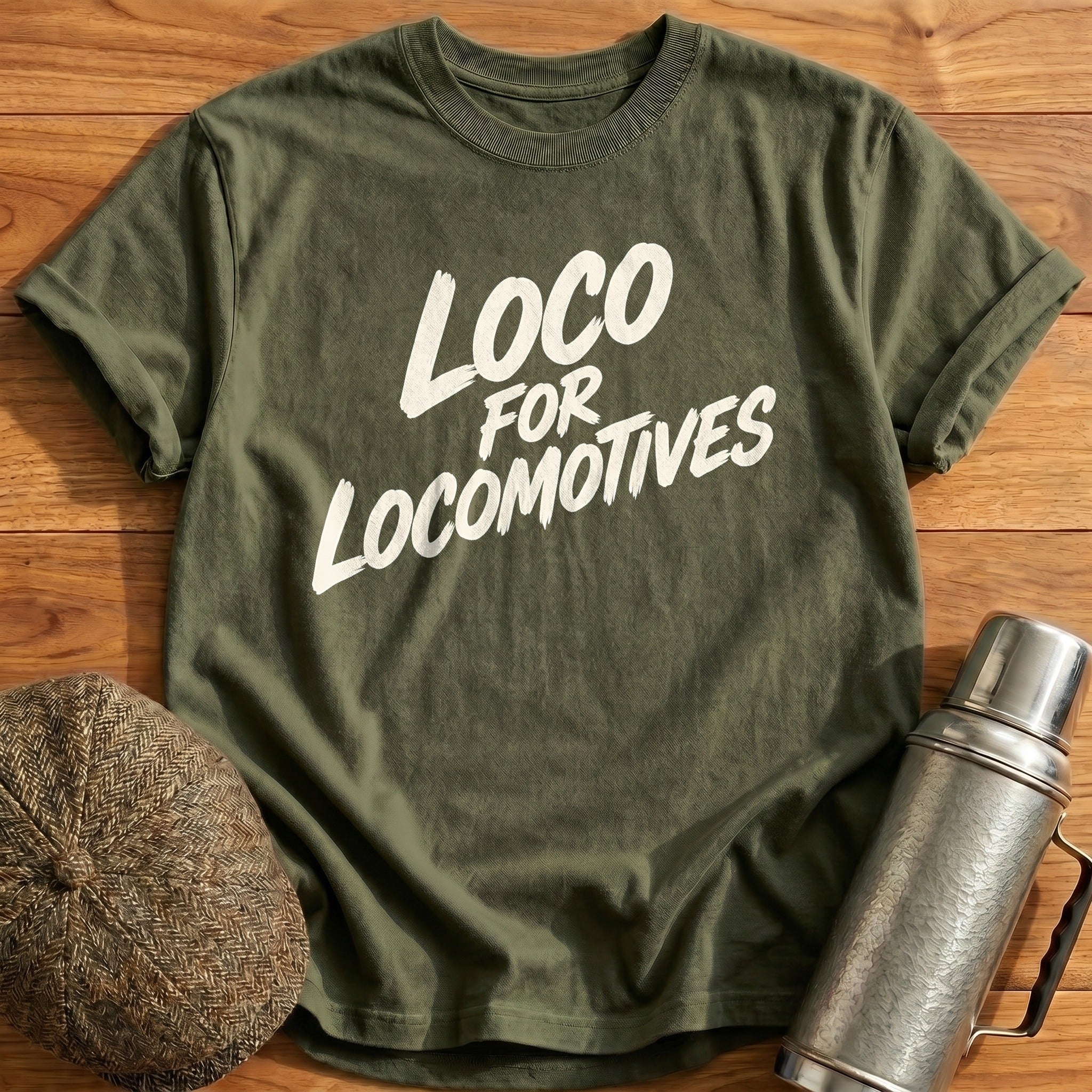 Loco For Locomotives 93 T-Shirt - Military Green