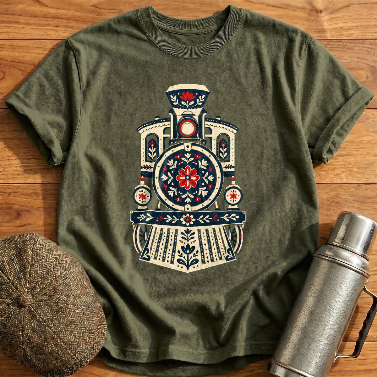 Locomotive Folk 98 T-Shirt - Military Green