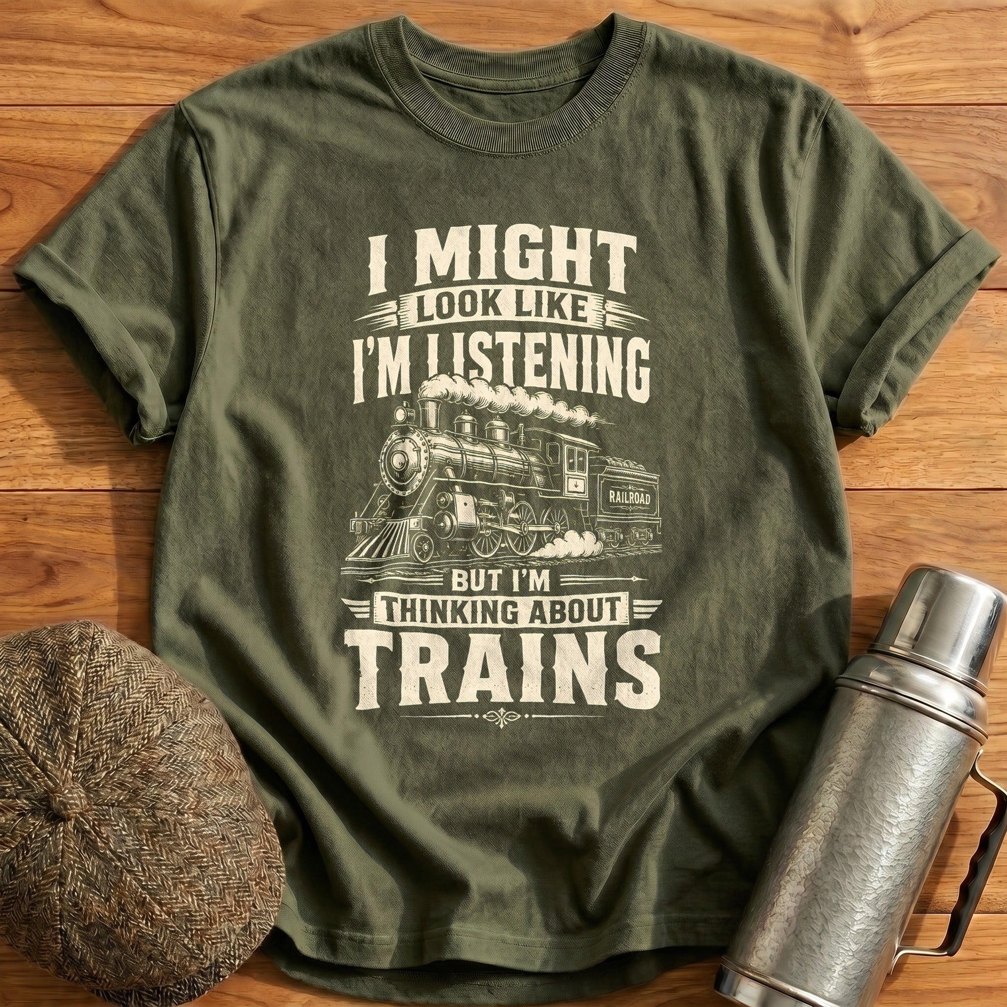 Look Like I'm Listening T-Shirt - Military Green