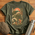 Mount Fuji Train Koi Fish Ukiyo E - Military Green