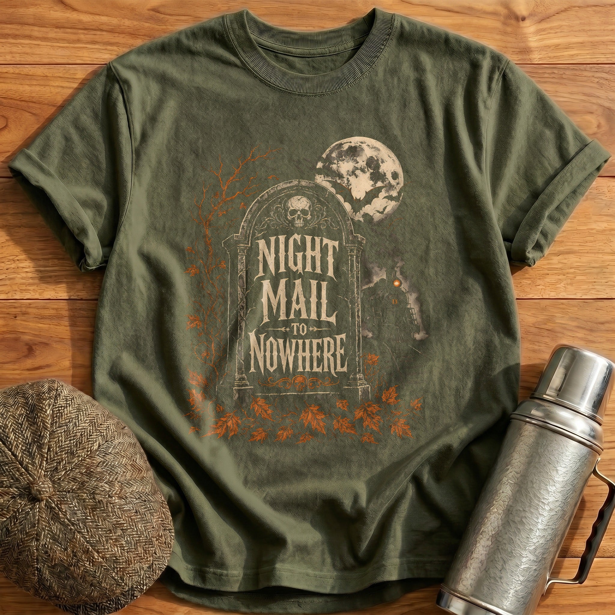Night Mail To Nowhere T-Shirt - Military Green