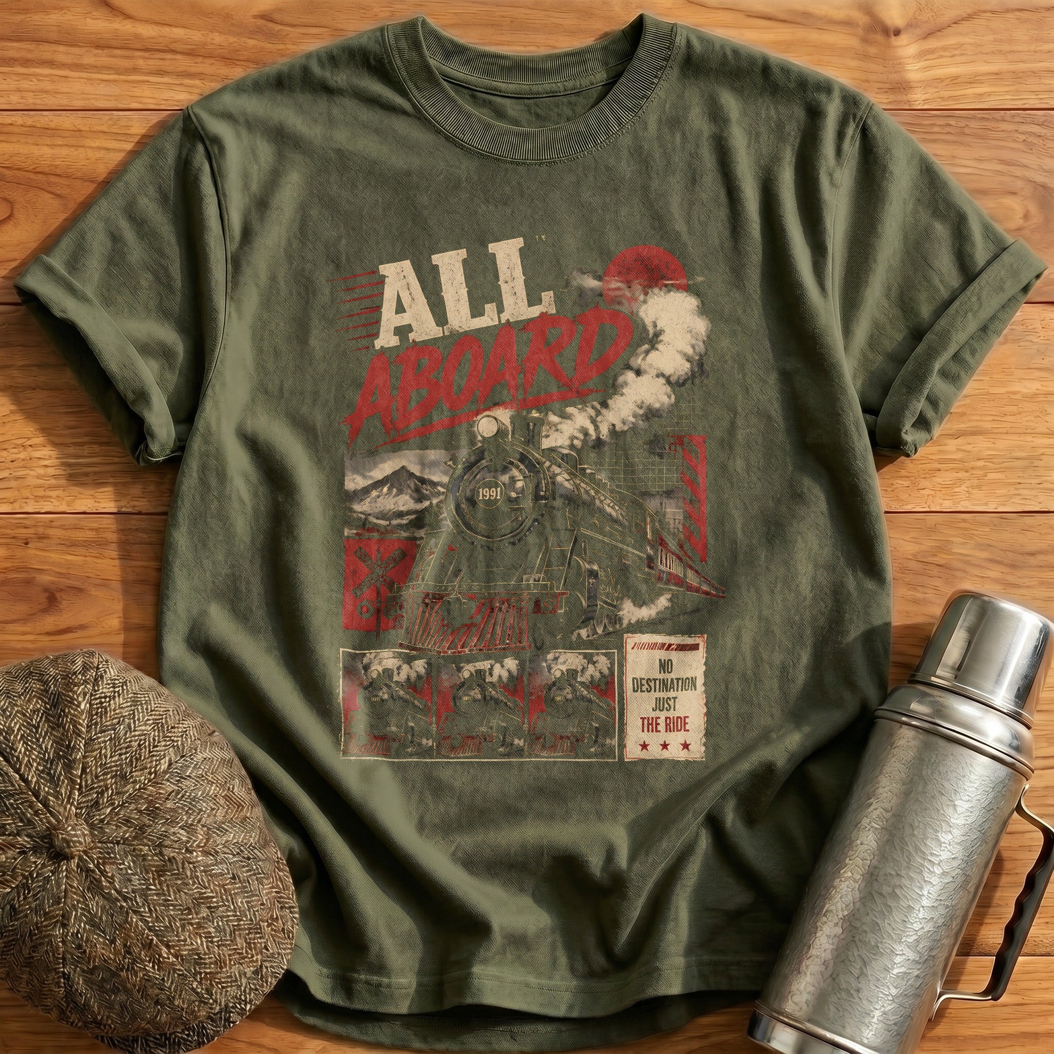No Destination Just the Ride T-Shirt - Military Green
