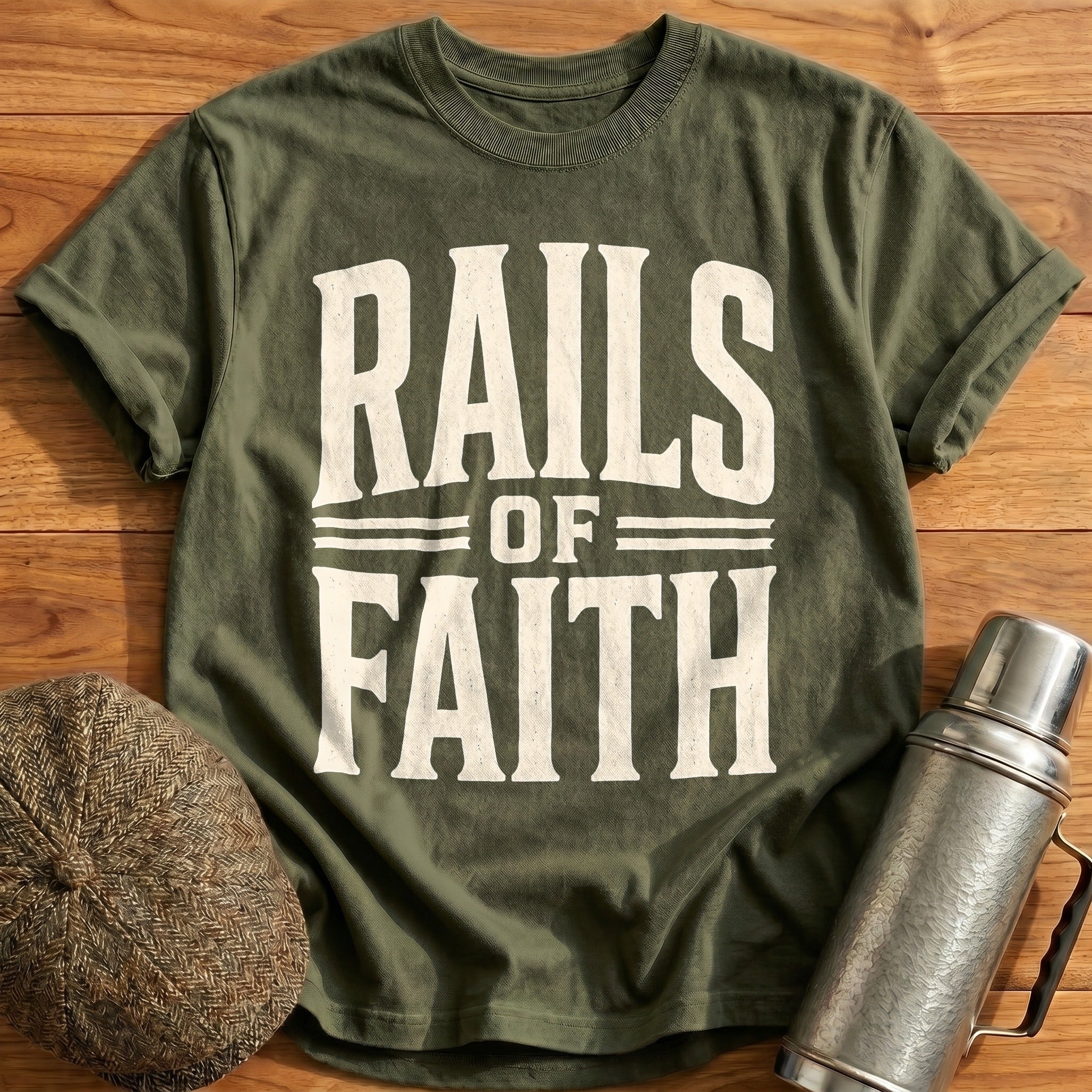 Rails Of Faith Train Enthusiast - Military Green