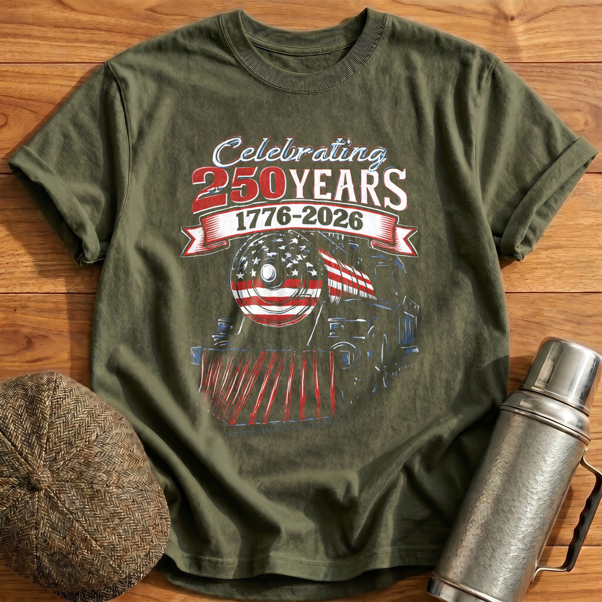 Semiquincentennial_Steam_ T-Shirt - Military Green