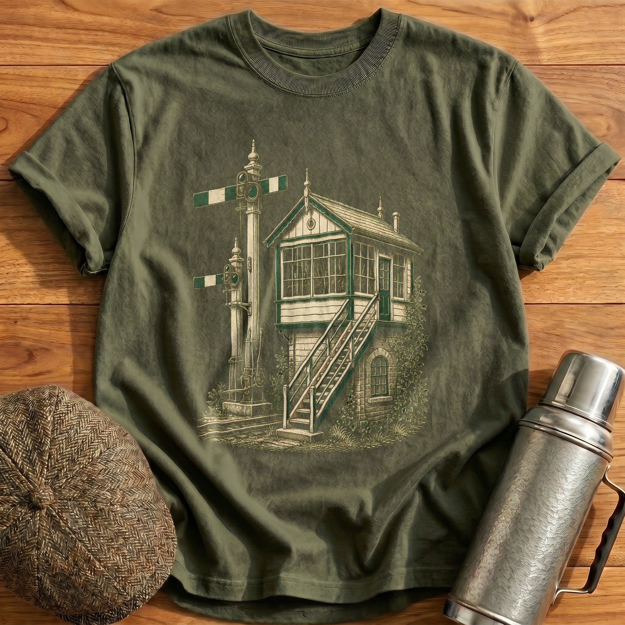 Signal Box Watch T-Shirt - Military Green